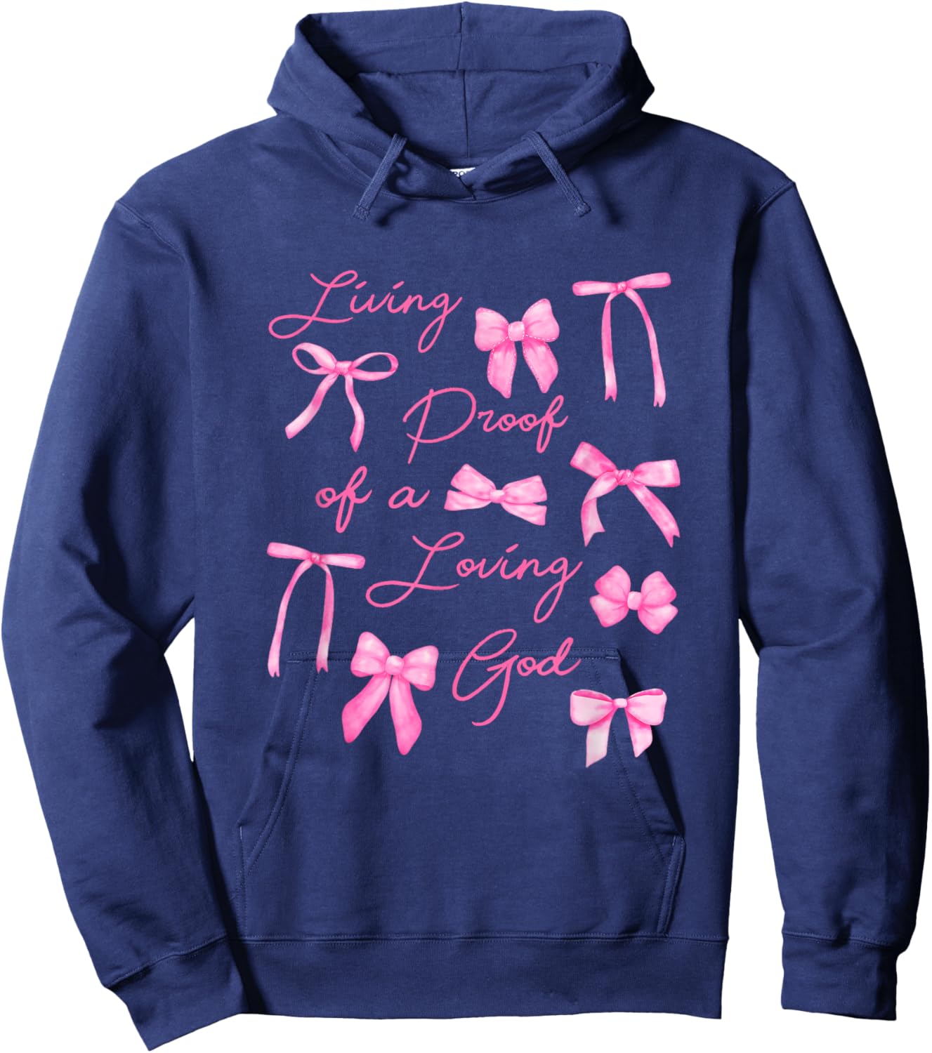 Living Proof Of A Loving God Coquette Bow Christian Bible Hoodie - Hoodie | Navy