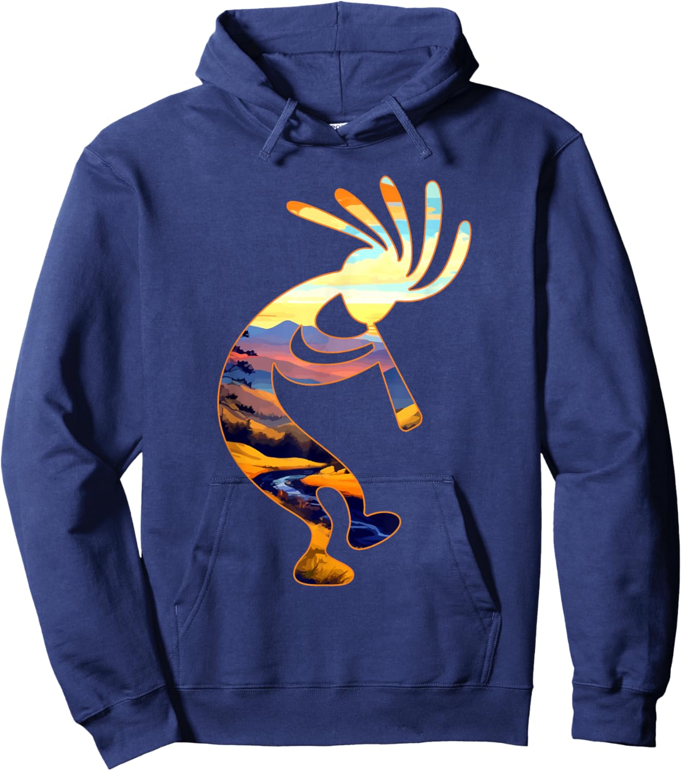 Dancing Kokopelli Southwestern USA Symbol Hoodie - Hoodie | Navy