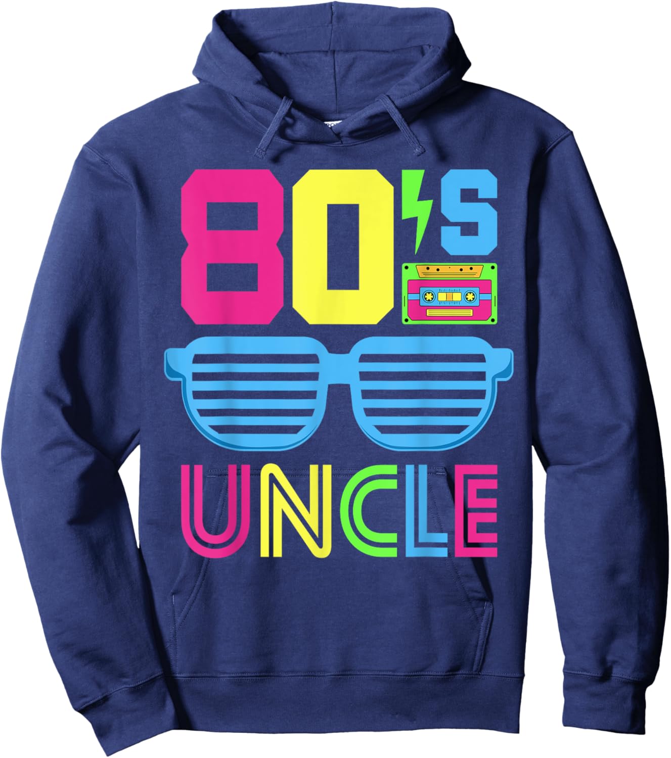 1980s Themed Party Costume Eighties Theme Outfit 80's Uncle Hoodie - Hoodie | Navy