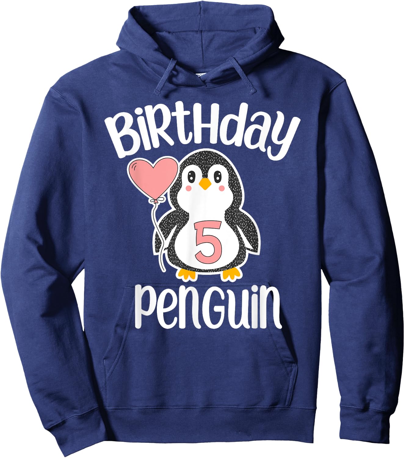 5th Birthday Penguin Shirt - 5 Year Old Birthday Hoodie - Hoodie | Navy
