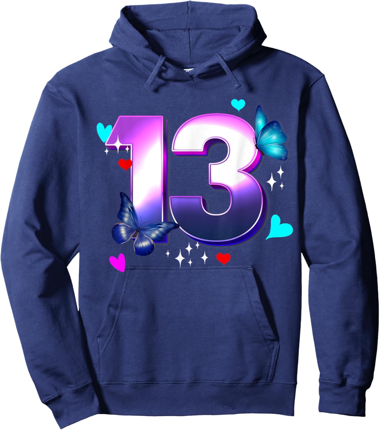 Butterflies - Girls and Boys - 13 Years old - Turn Thirteen Hoodie - Hoodie | Navy