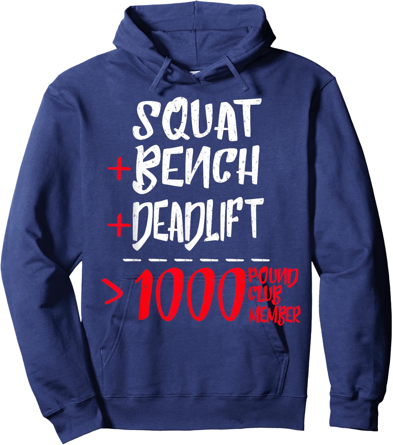Gym Training FH 1000 Pound Club Member - Men's Black Classic Fit Modern Lightweight Cotton 50% Polyester 50% Short Sleeve Hoodie - Hoodie | Navy