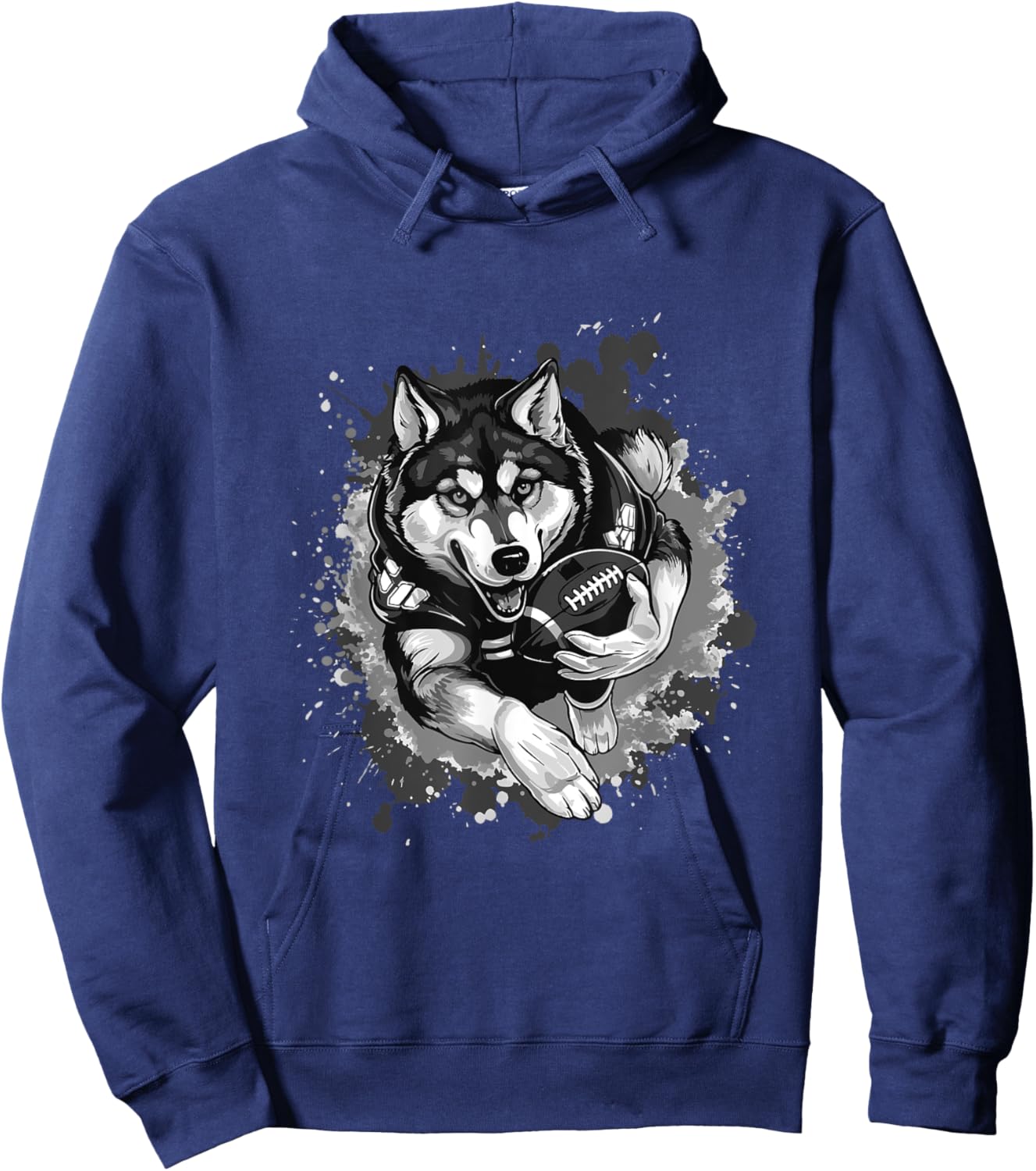 Husky Dog Animal Playing American Football Sports Women Girls Kids Hoodie - Hoodie | Navy