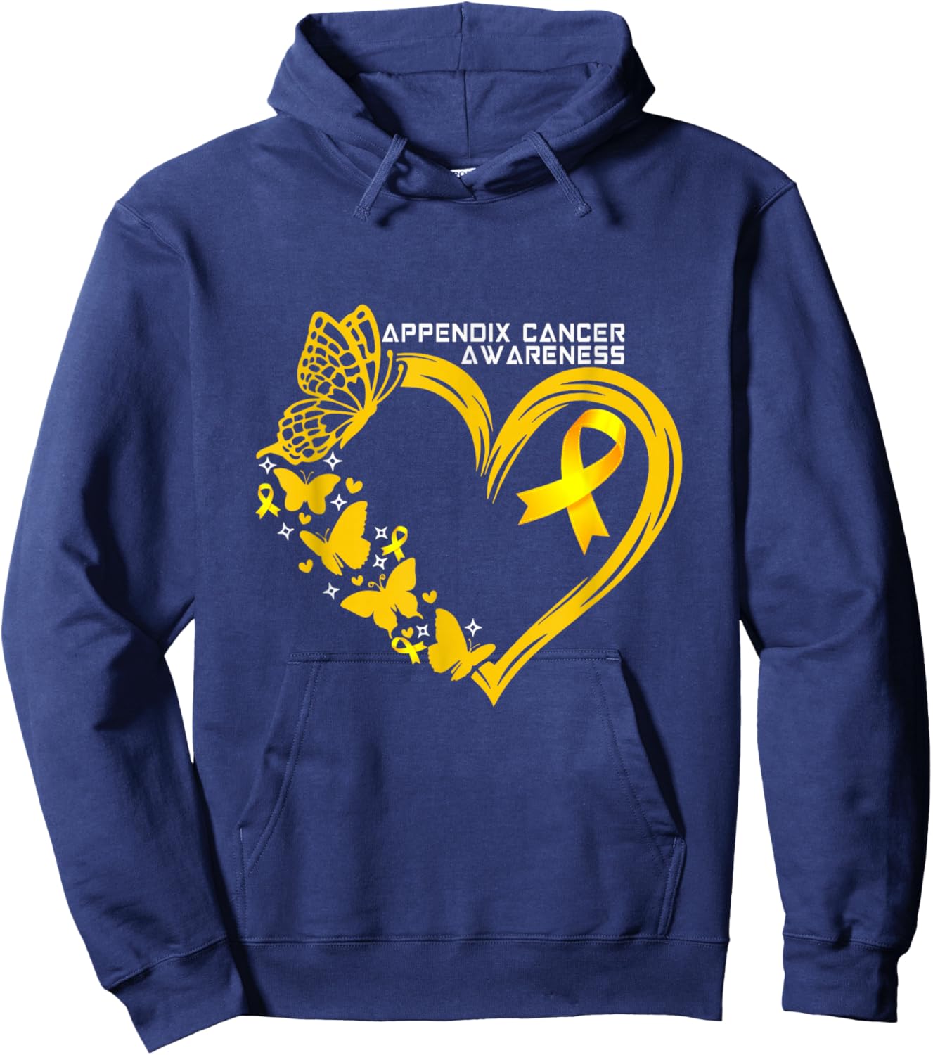 Appendix Cancer Awareness Heart Appendix Cancer Warrior Hoodie - Hoodie | Navy