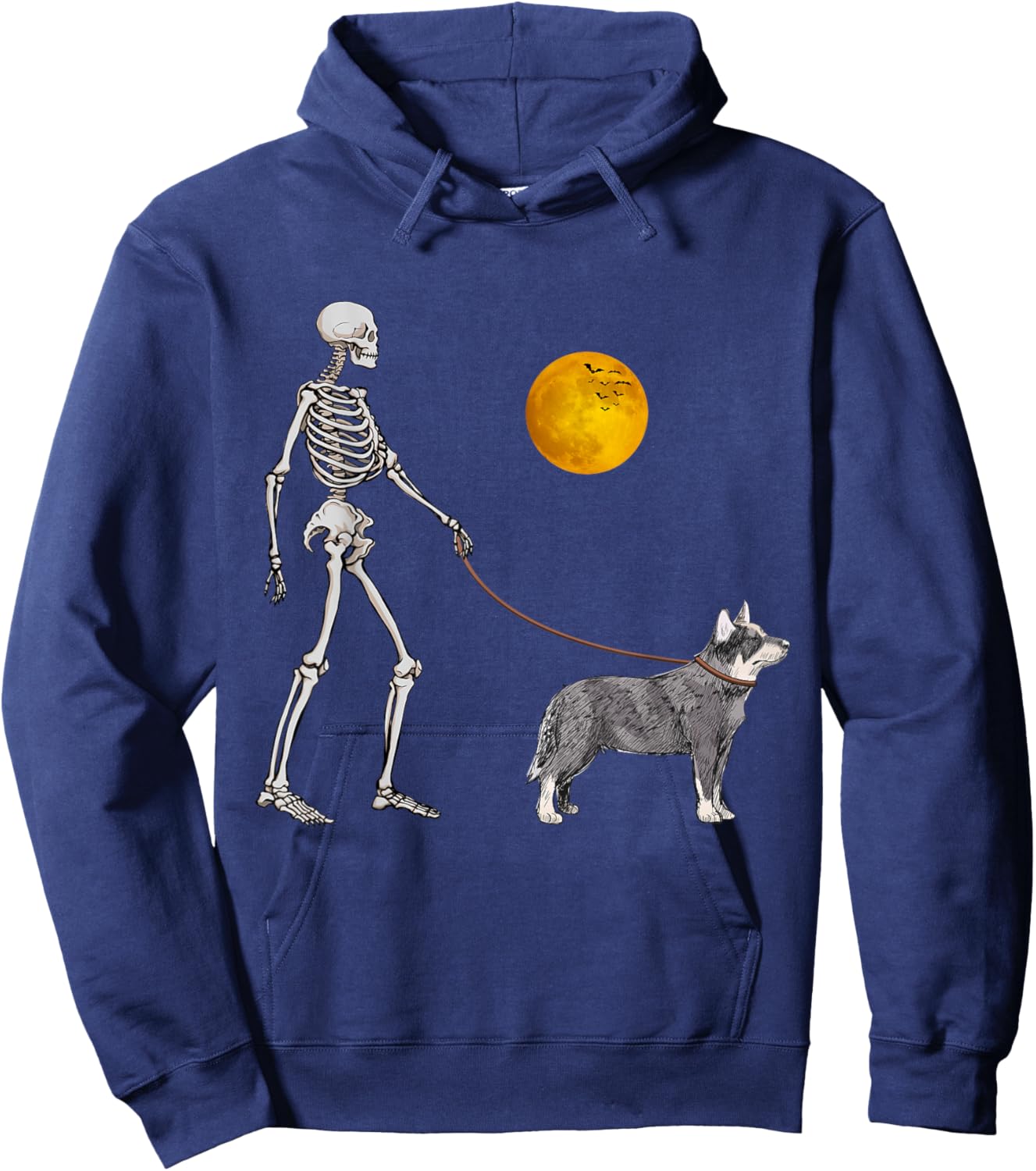 Australian Cattle Skeleton Dog Walking Halloween Costume Women Girls Kids Hoodie - Hoodie | Navy