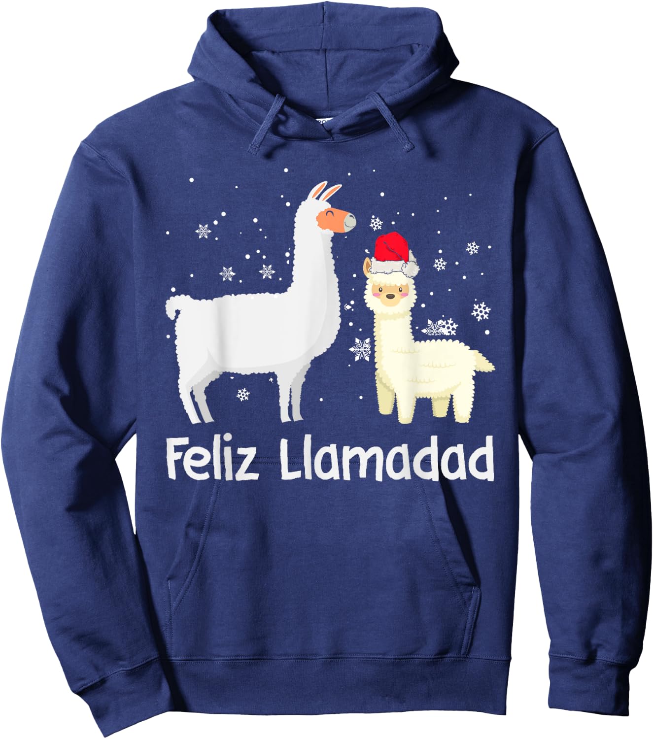 Fleece Navidad Feliz Llamadad LLama Christmas Navidad Hoodie - Hoodie | Navy