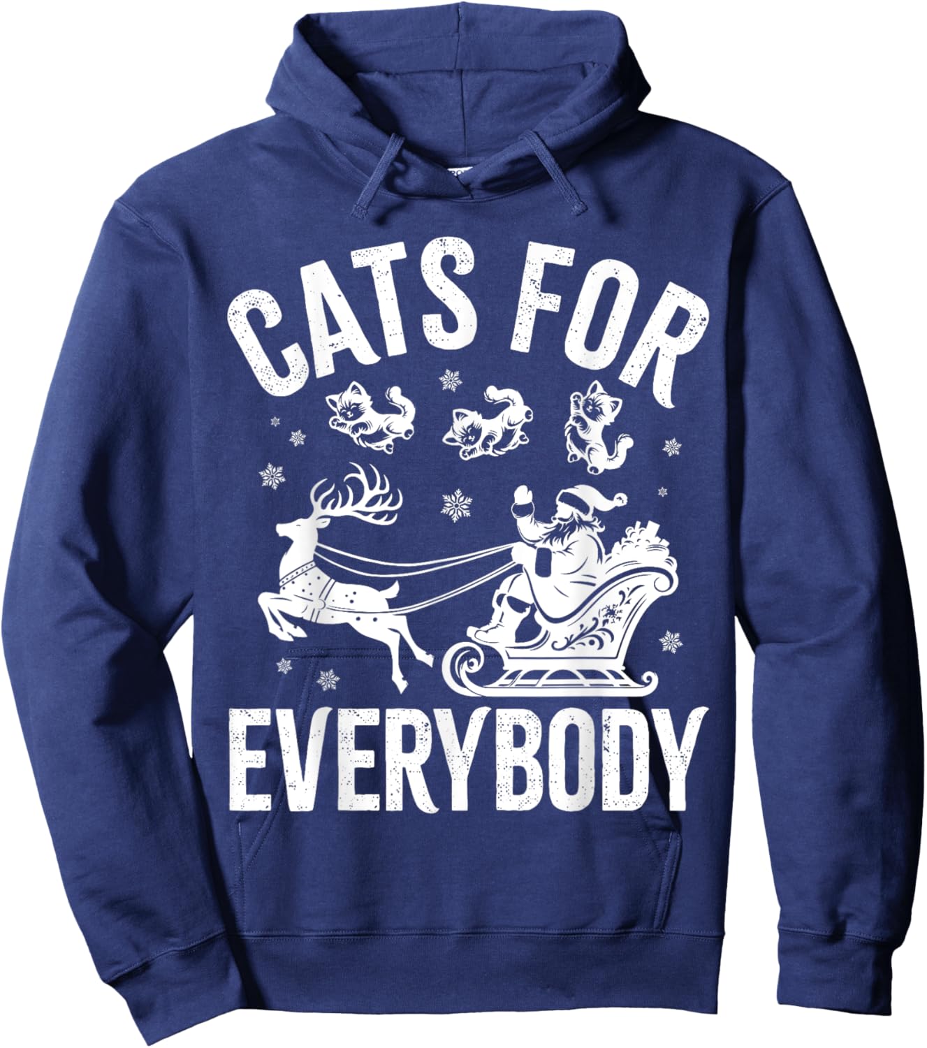 Cats For Everybody Funny Christmas Santa Cat Lover Men Women Kids Hoodie - Hoodie | Navy