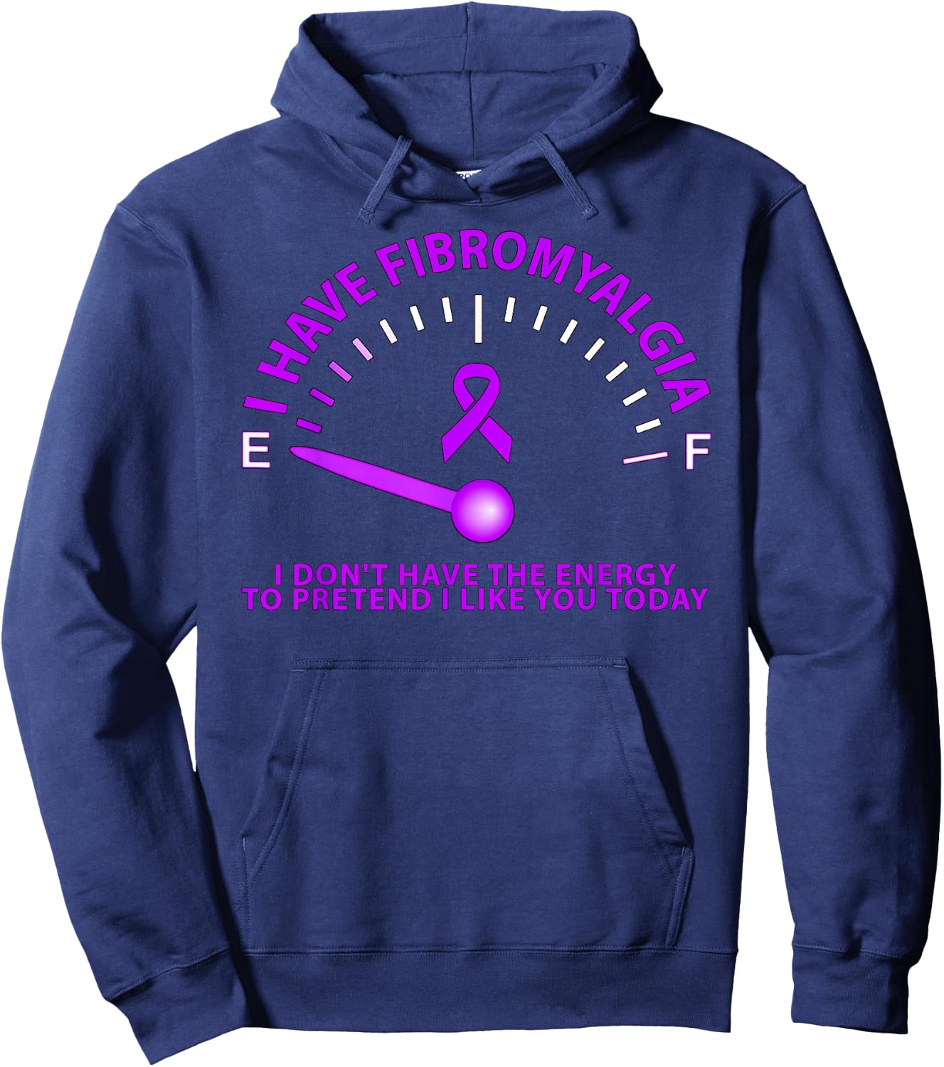 CFS and Fibromyalgia Awareness Designs I Have Fibromyalgia I Don't Have The Energy -Adult Black Short Sleeve Classic Fit Small Hoodie - Hoodie | Navy