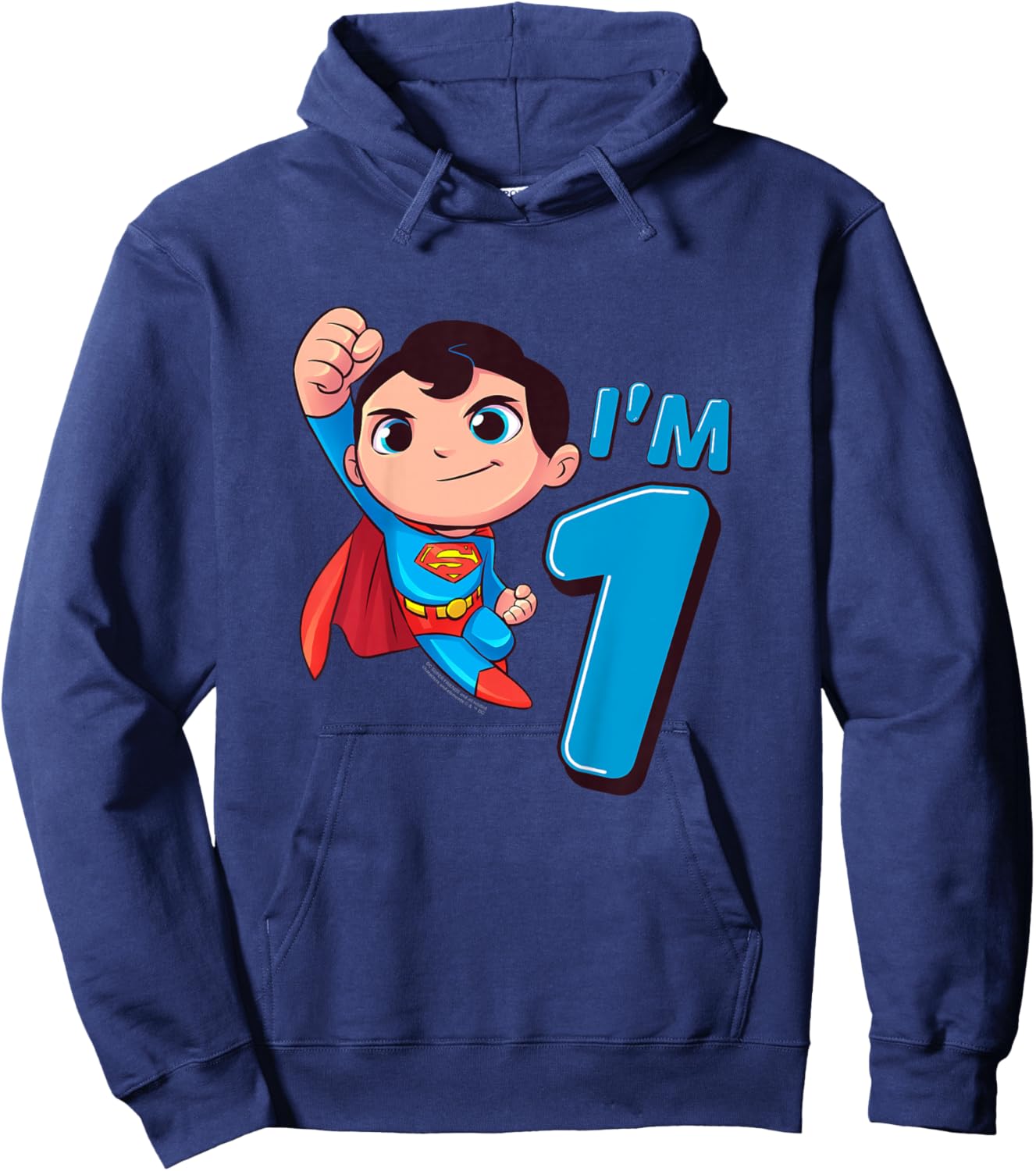 Kids Superman 1st Birthday Cute I'm 1 Hoodie - Hoodie | Navy