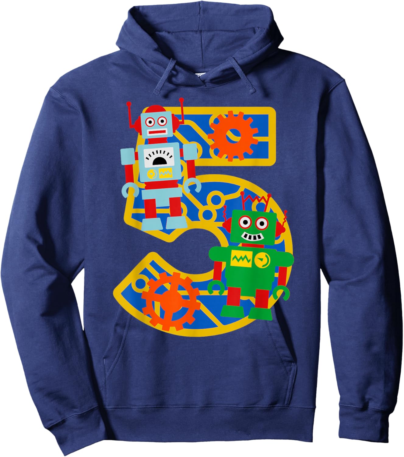 5th Birthday Kids 5 Year Old Little Robot Robotics Engineer Hoodie - Hoodie | Navy