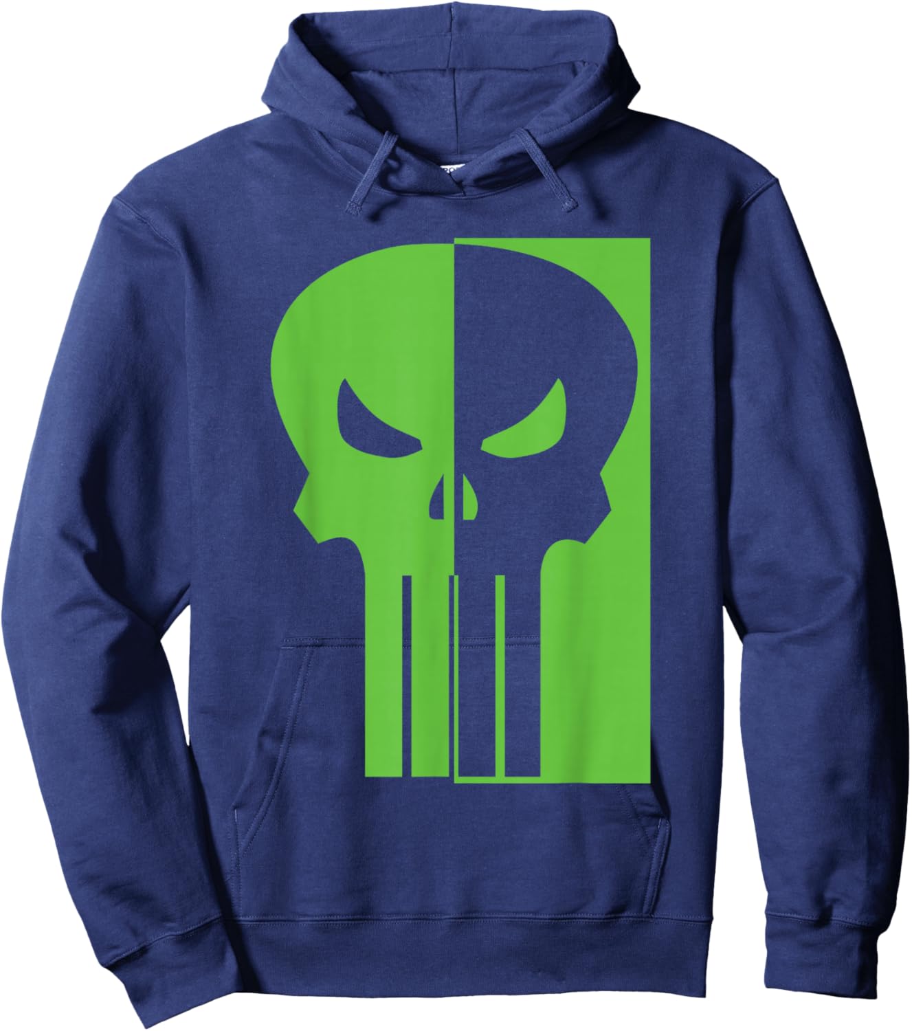 Marvel Punisher Split Face Skull Vintage Chest Logo Hoodie - Hoodie | Navy