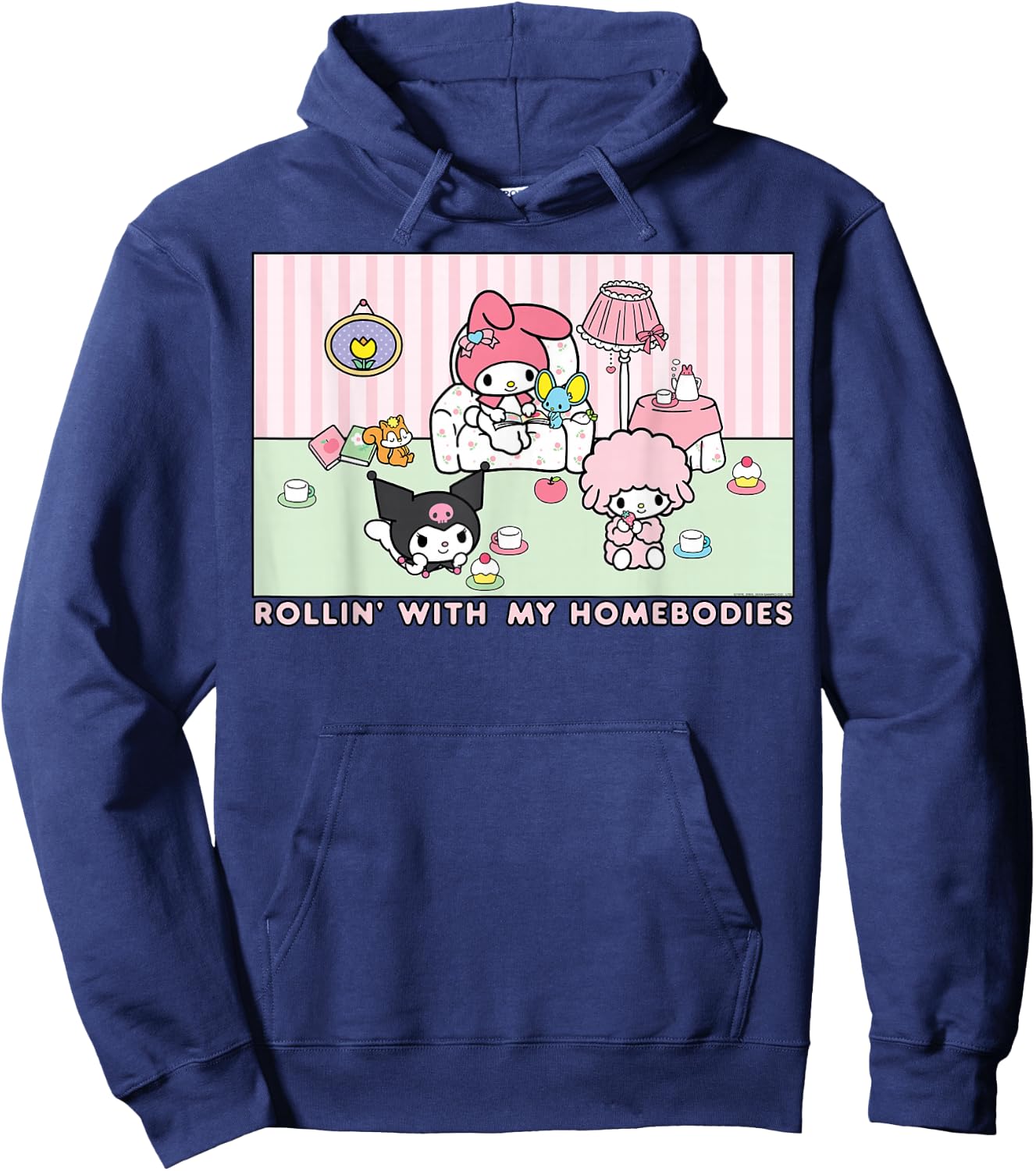My Melody and Kuromi Rollin with My Homebodies Small Hoodie - Hoodie | Navy