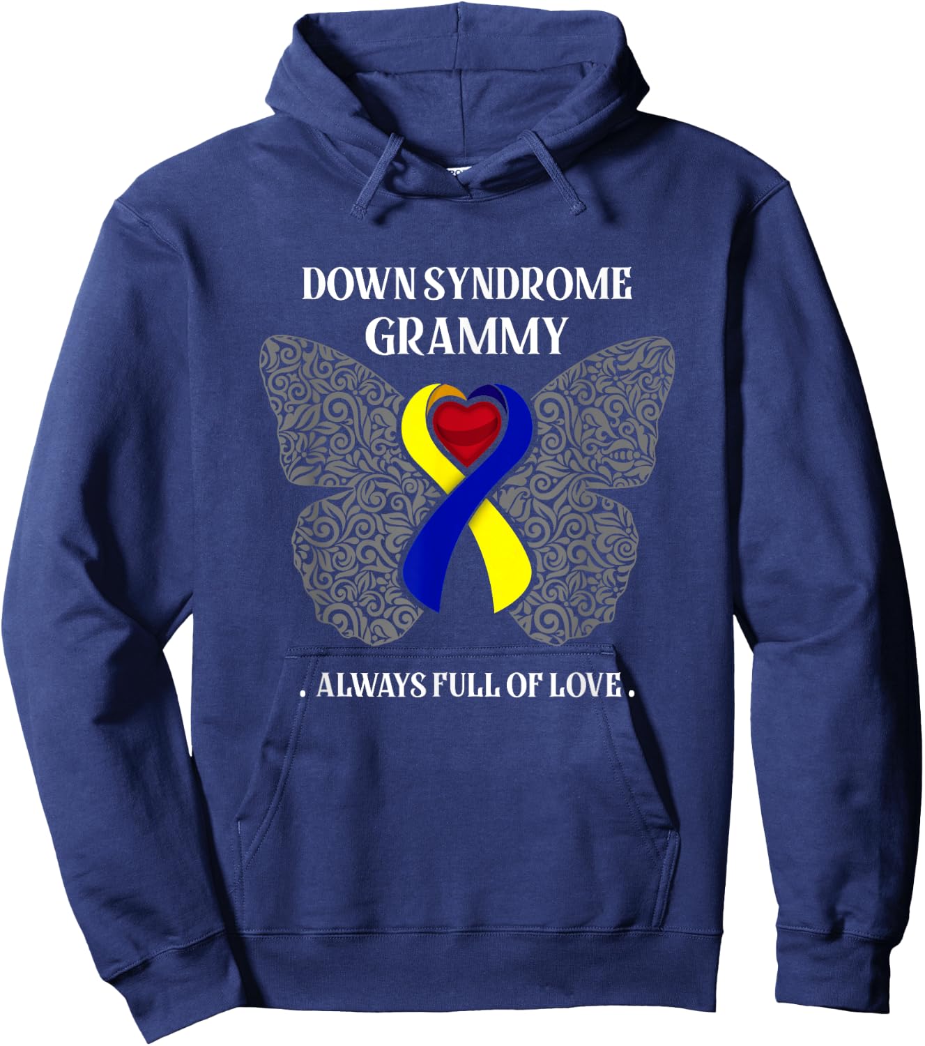 Butterfly Ribbon Down Syndrome Grammy Always Full Of Love Hoodie - Hoodie | Navy