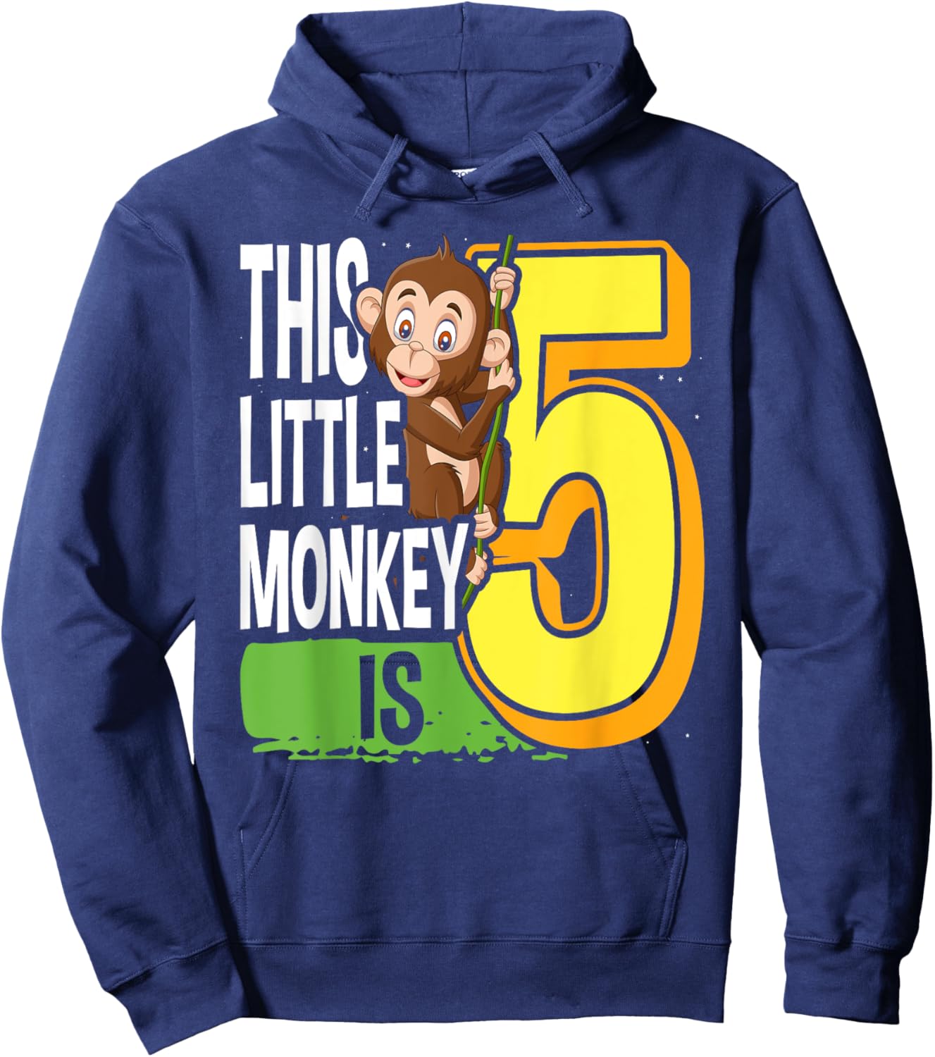 This Little Monkey Is 5 Years Old Kid 5th Birthday Monkeys Hoodie - Hoodie | Navy