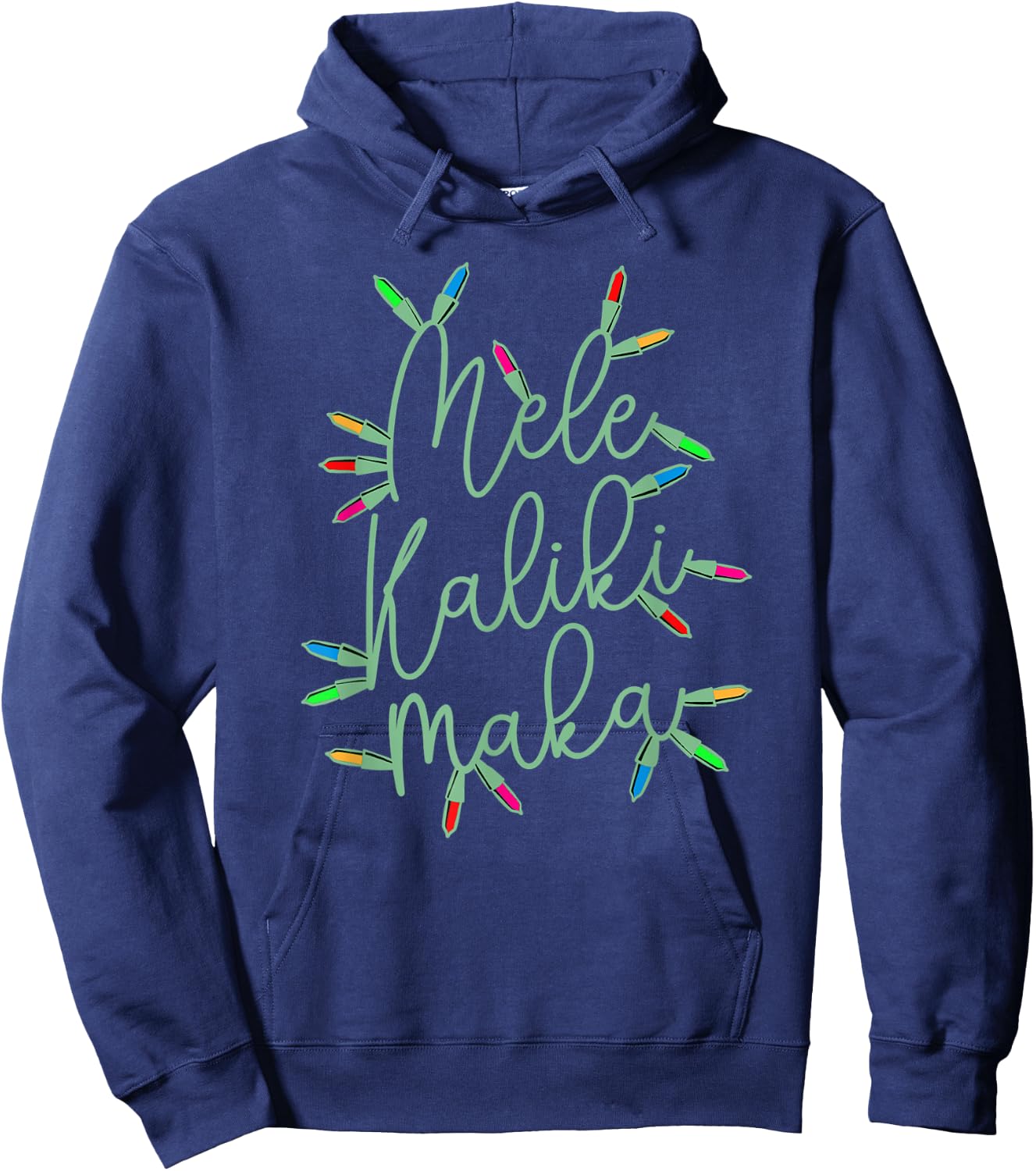 Mele Kalikimaka Christmas Lights Festive Holiday Women Mom Hoodie - Hoodie | Navy