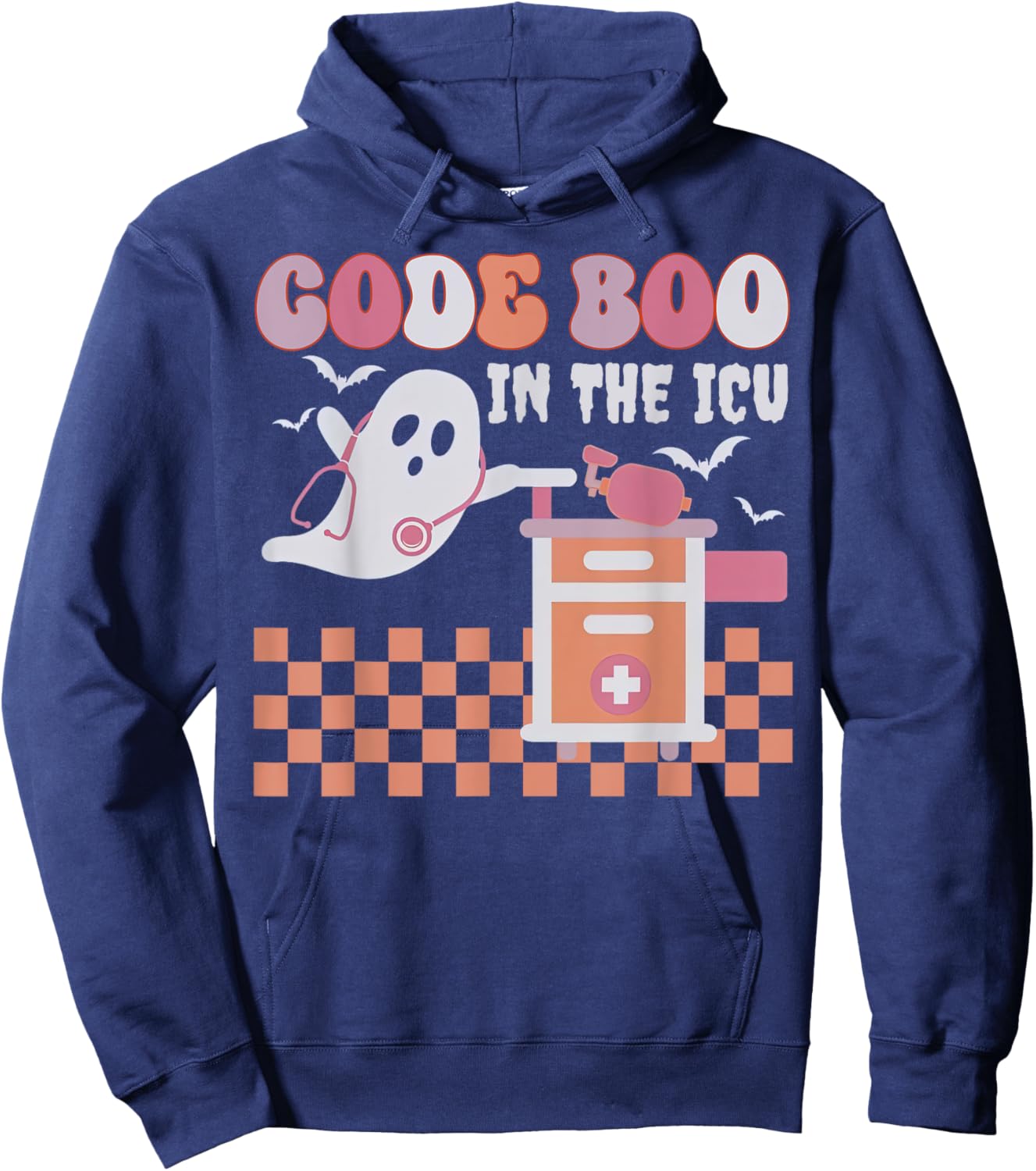 Ghost Code Boo In The ICU Nursing RN Halloween Costume Hoodie - Hoodie | Navy