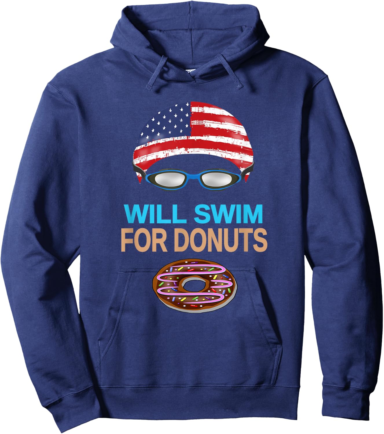 Swim Swimmer T shirt Funny Swimming Goggles Cap Donuts Hoodie - Hoodie | Navy