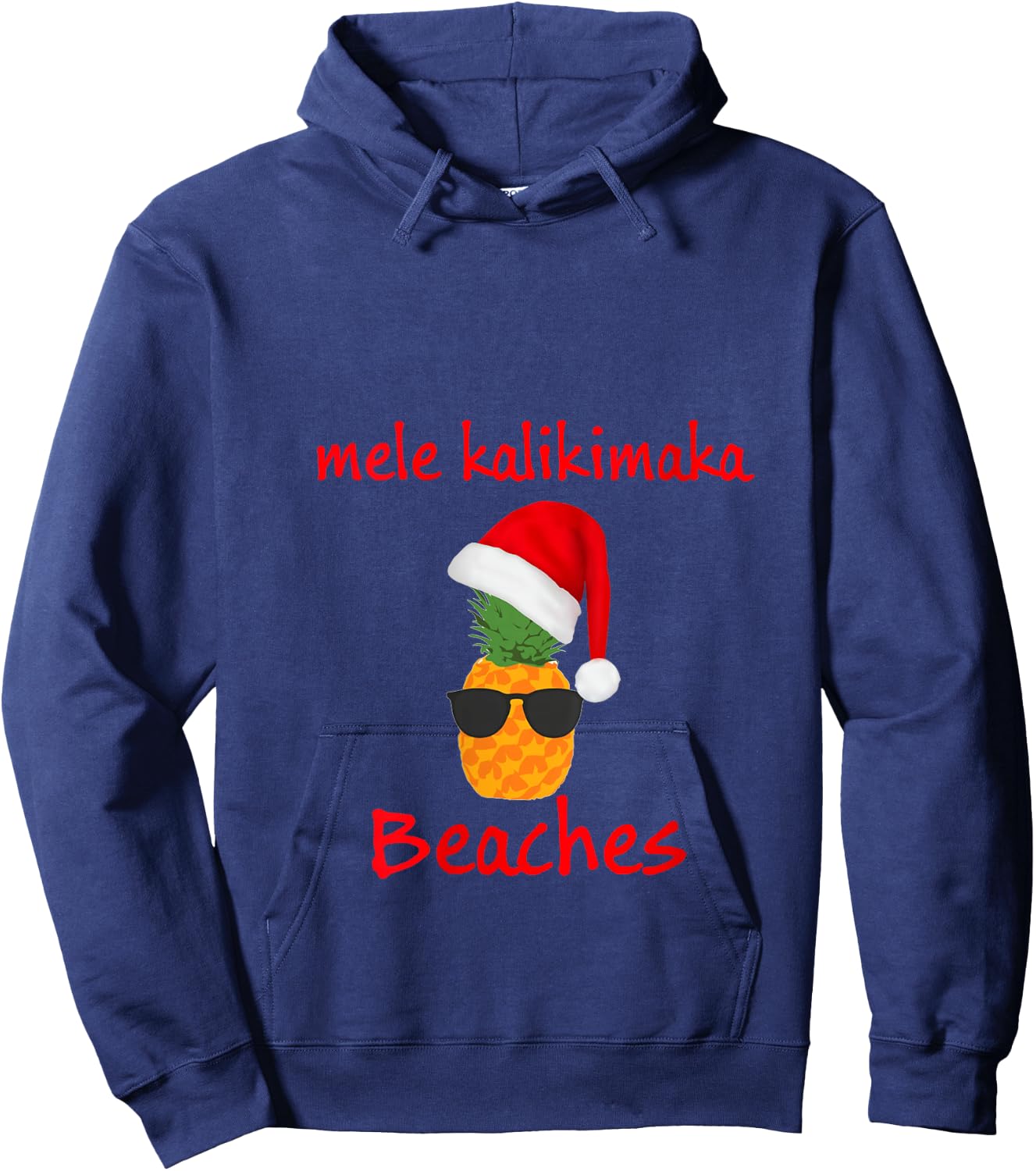 Mele Kalikimaka beaches Sunglasses Merry Hawaiian Christmas V-Neck Hoodie - Hoodie | Navy