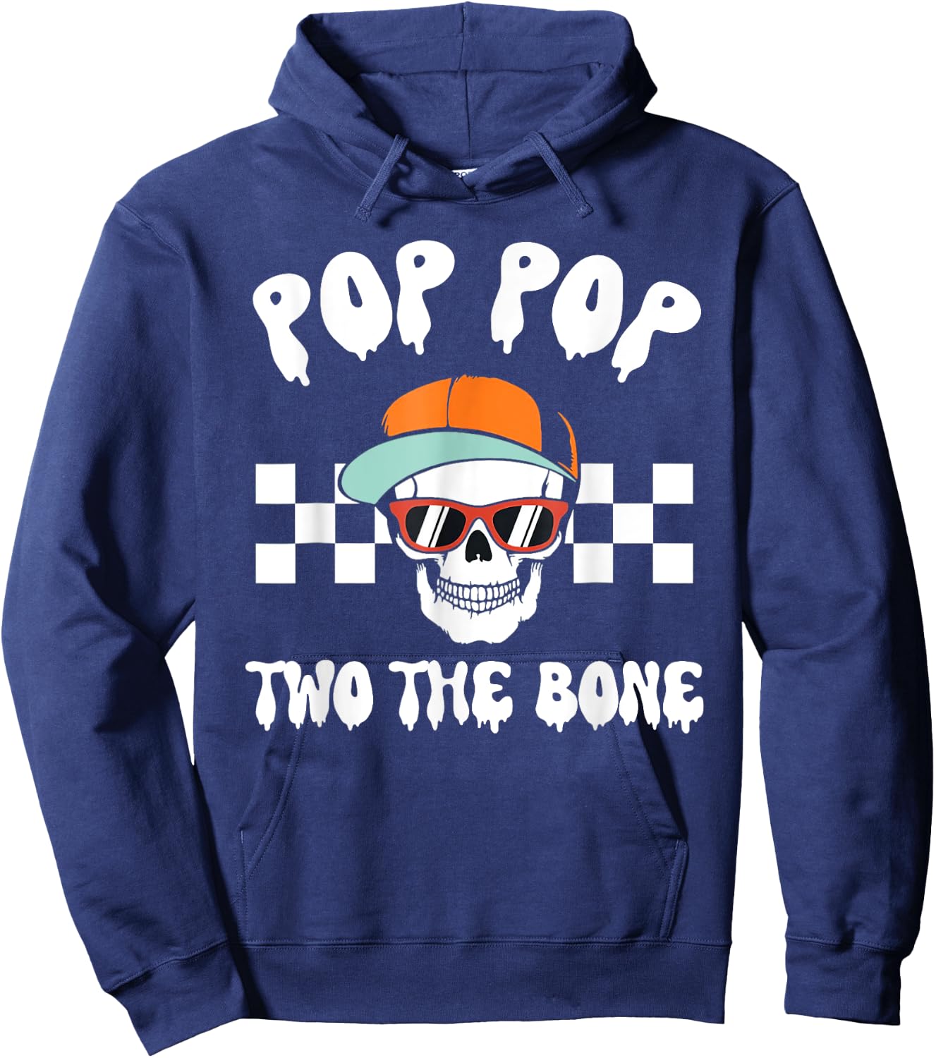 Pop Pop Two The Bone Skeleton Halloween 2nd Birthday Poppy Hoodie - Hoodie | Navy