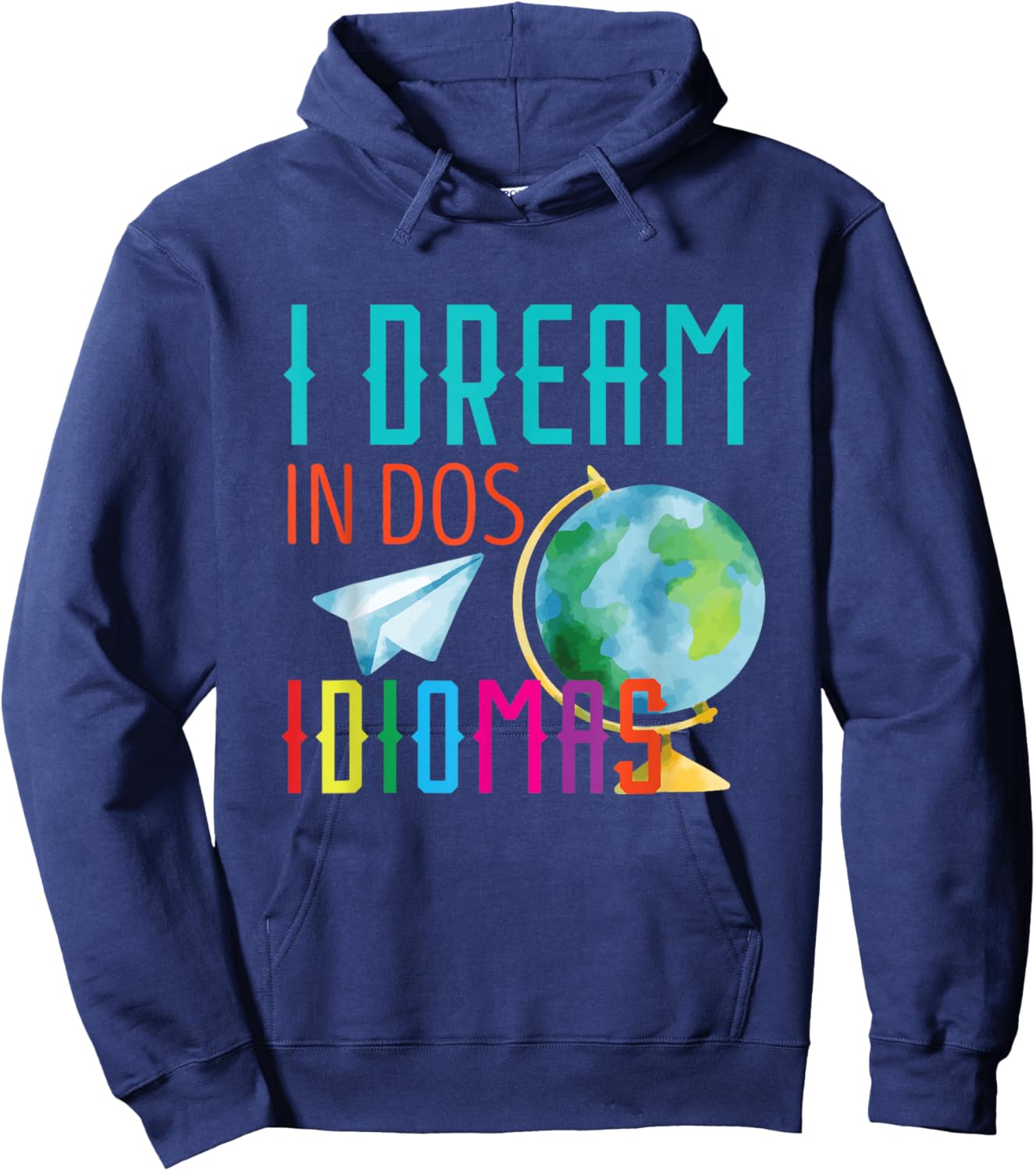 Multilingual Teacher in Dos Idiomas Linguist Language Hoodie - Hoodie | Navy