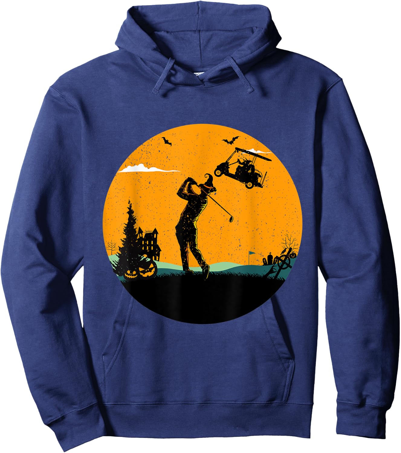 Funny Golf Silhouette Golfer Halloween Moon Costumes Hoodie - Hoodie | Navy