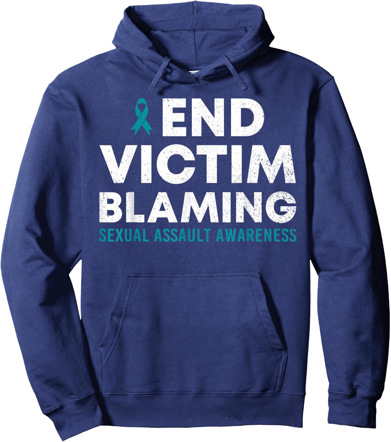 End Victim Blaming Sexual Assault Awareness Month Ribbon Hoodie - Hoodie | Navy