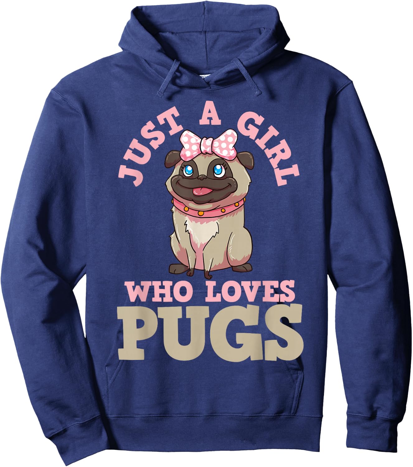 Pug Lover Girl Hoodie - Hoodie | Navy