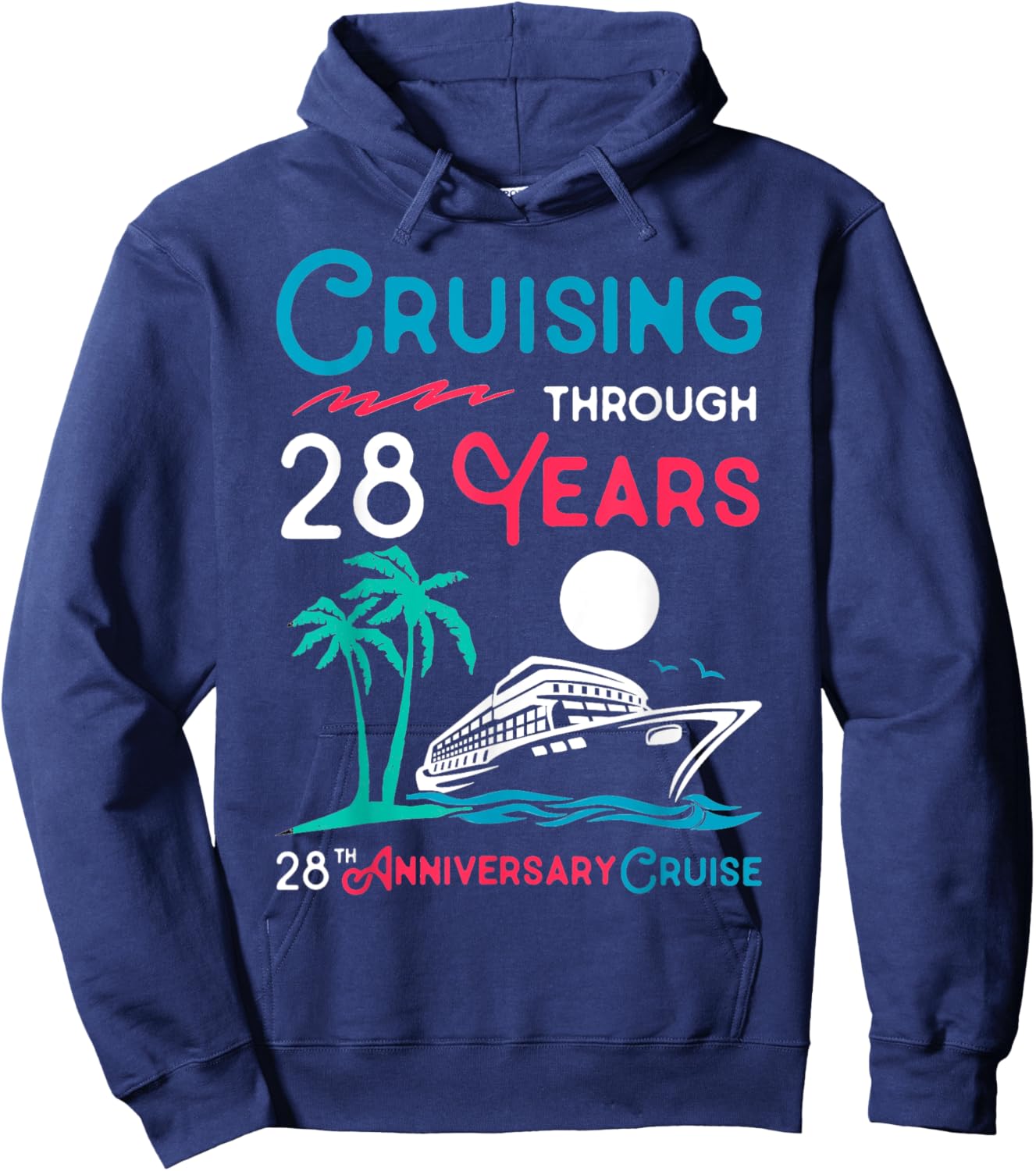 28th Wedding Anniversary Cruise 28 Years of Marriage Hoodie - Hoodie | Navy