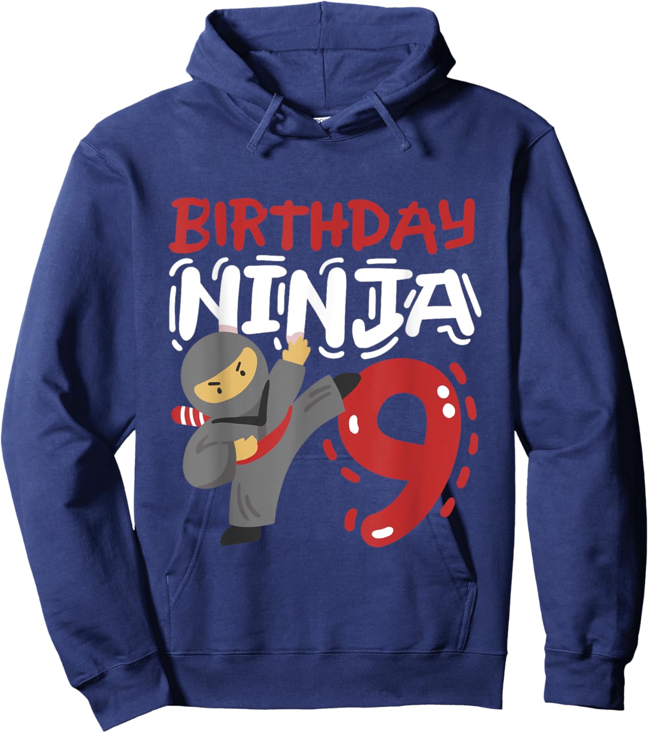 Birthday Ninja 9 Years Old Karate Kids 9th Birthday Boys Hoodie - Hoodie | Navy