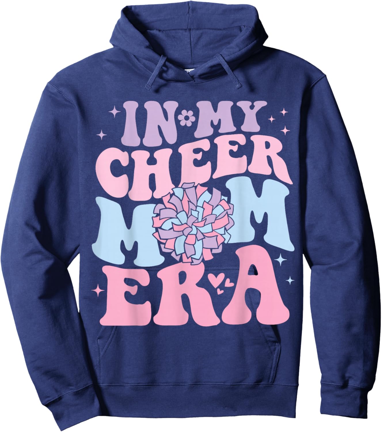 In My Cheer Mom Era Groovy Cheerleading Football Mom Women Hoodie - Hoodie | Navy