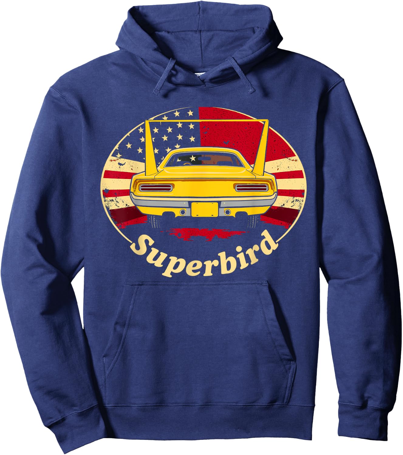 Old School Plymouth Superbird Classic Retro American Flag Hoodie - Hoodie | Navy