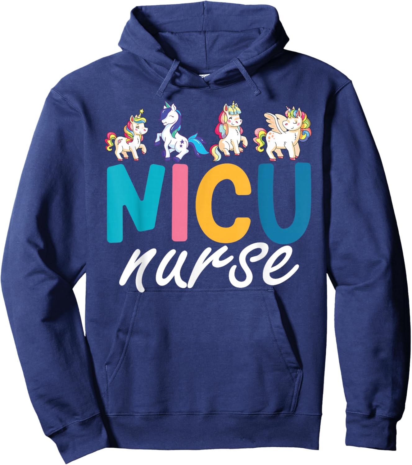 NICU Nurse Animal, Nurse Appreciation, Nicu Nurse Unicorn Hoodie - Hoodie | Navy
