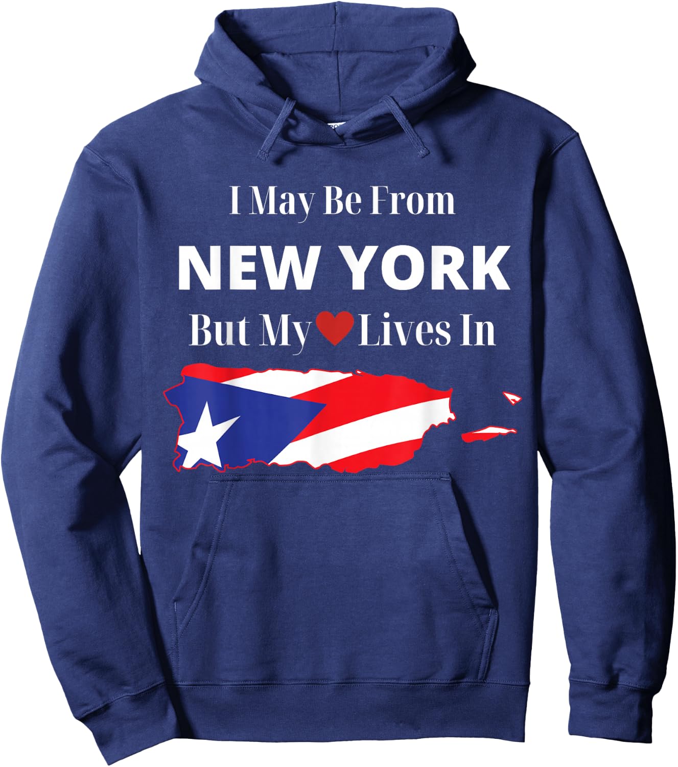 Puerto Rican Flag New York Heart Boricua Hoodie - Hoodie | Navy