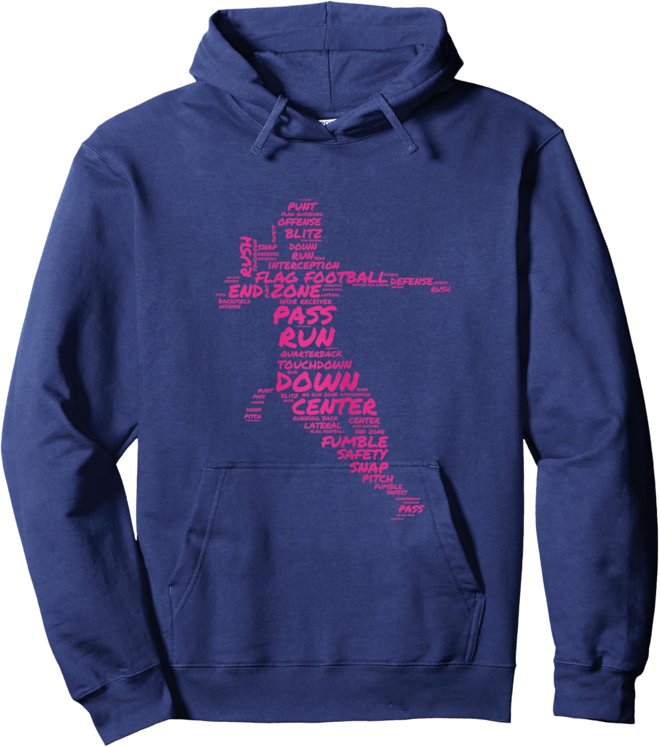 Girls Flag Football Player Word Art Typography Hoodie - Hoodie | Navy
