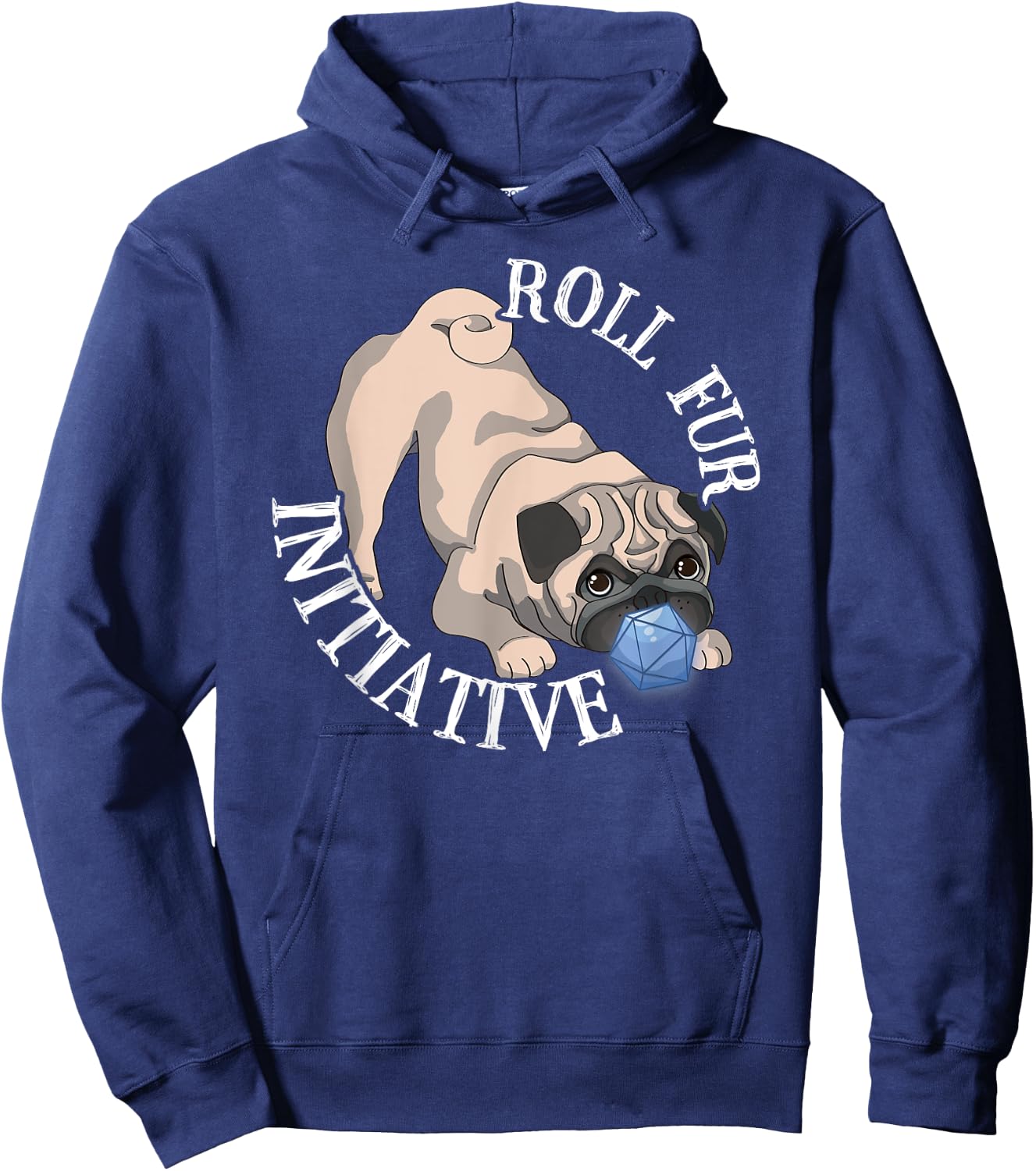 D20 Pug Dog Tabletop RPG Gamer Pun Hoodie - Hoodie | Navy