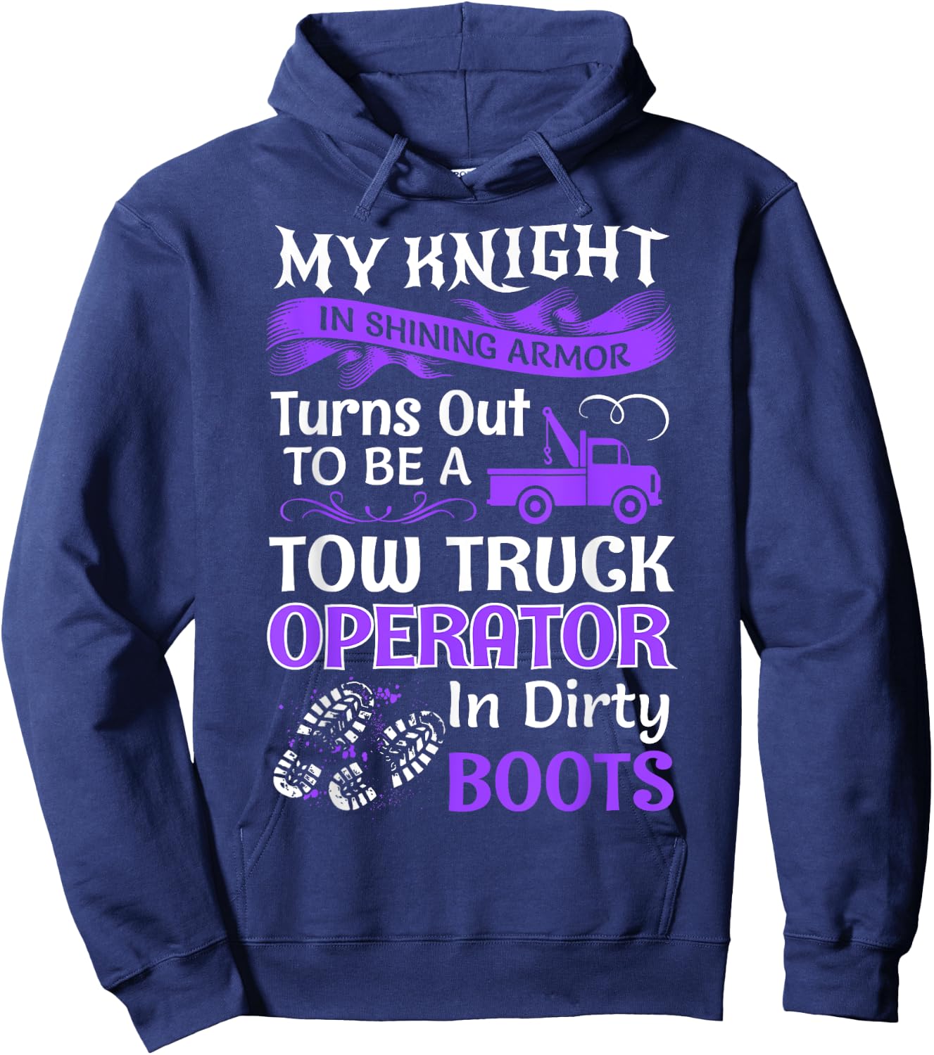 My Knight In Shining Wife Funny Tow Truck Driver Lady Women Hoodie - Hoodie | Navy