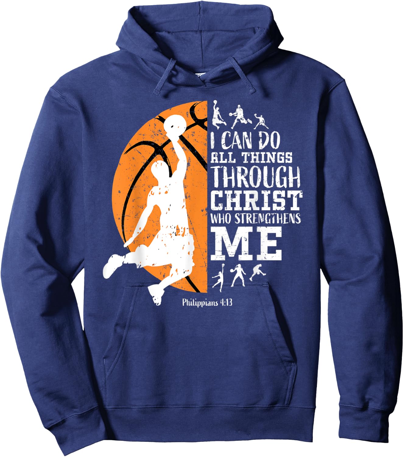 Basketball Shirts Men Boys Philippians 4:13 Gifts Kids Hoodie - Hoodie | Navy