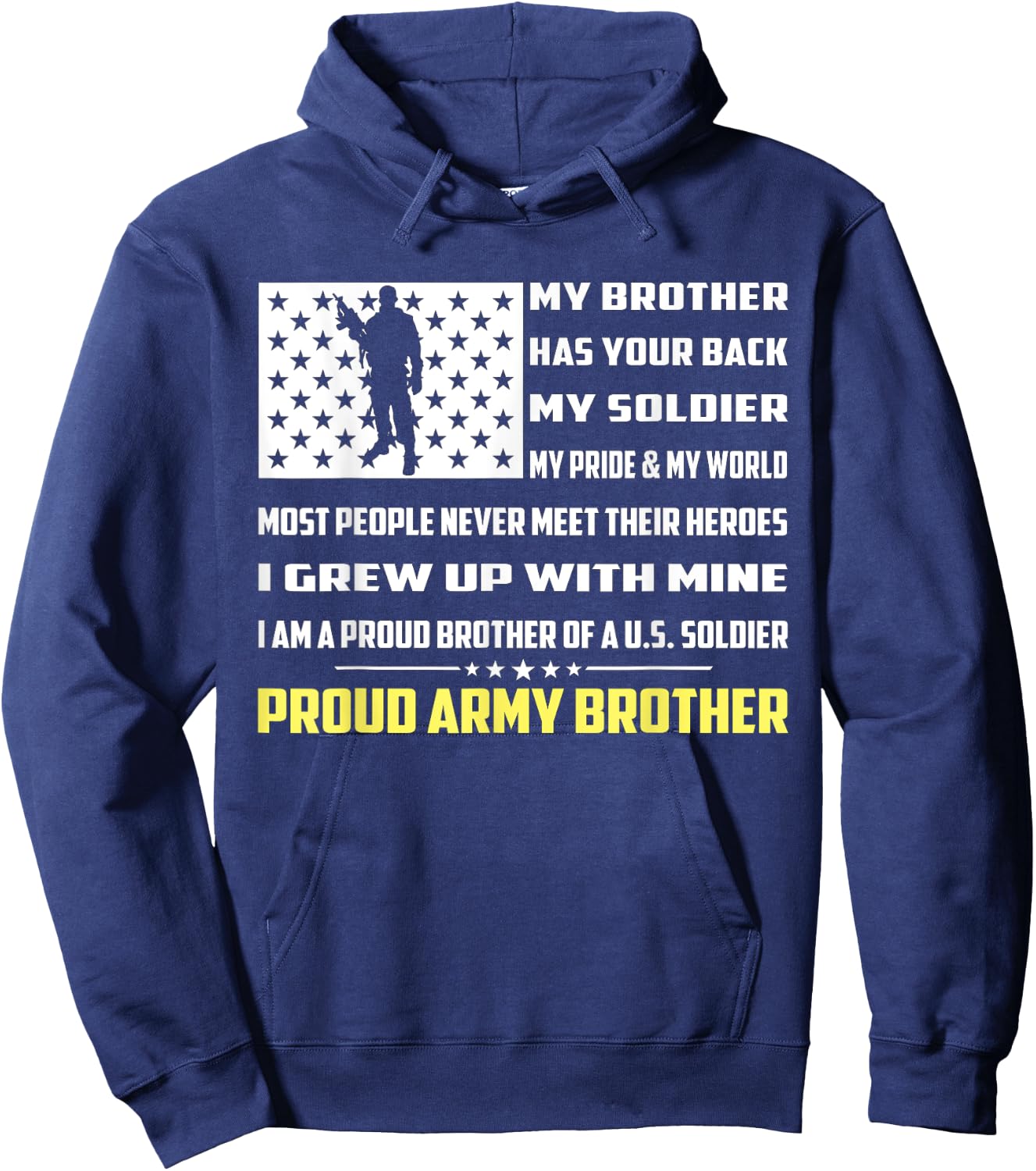 My Brother Has Your Back My Soldier Hero Proud Army Brother Hoodie - Hoodie | Navy