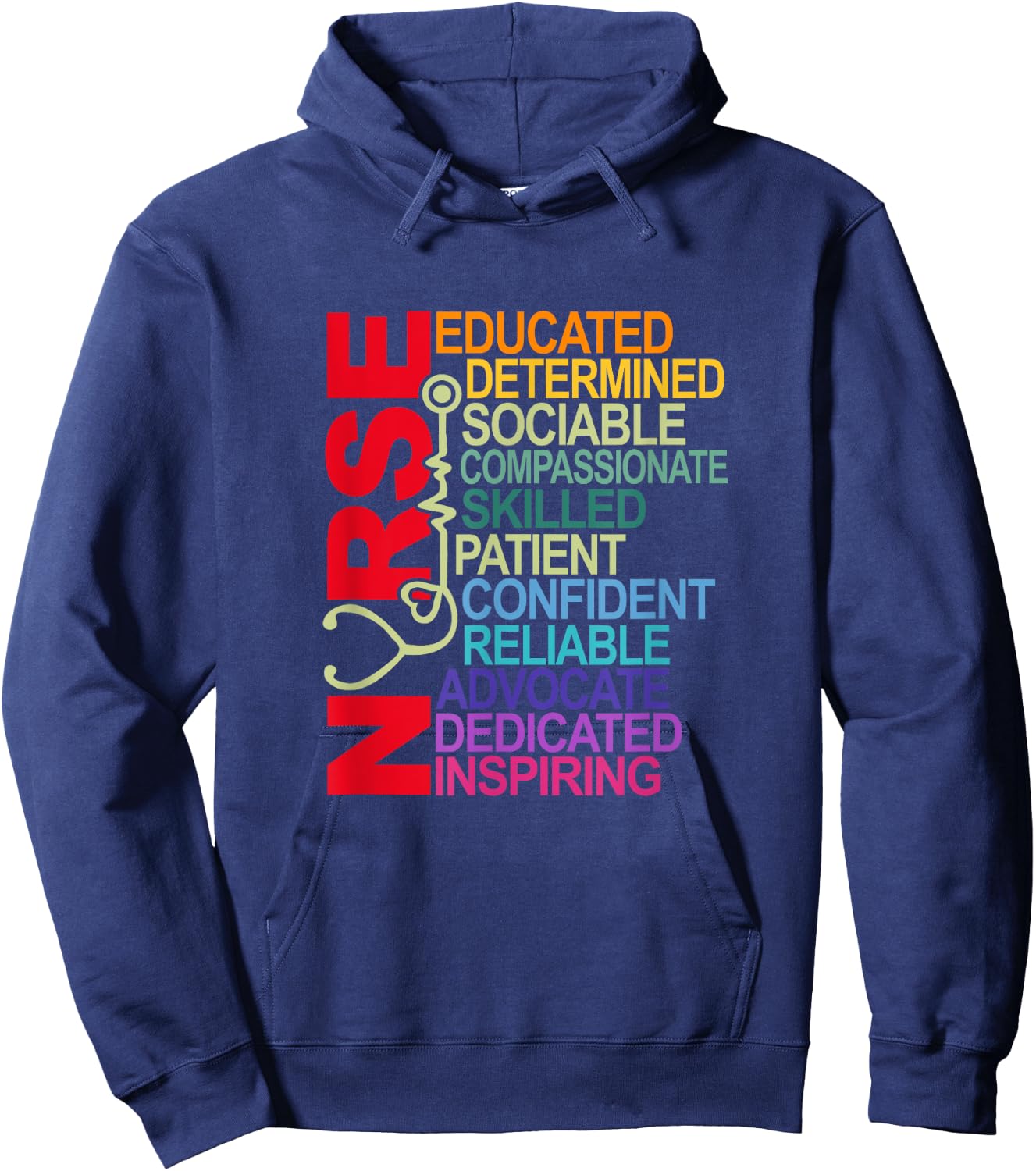 Nurse Educated Determined Sociable Nurse Squad RN Nurse Life Hoodie - Hoodie | Navy