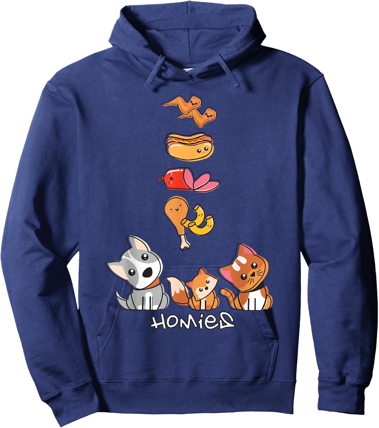 Chicken Wing, Chicken Wing, Hot Dog & Bologna Women Girls Kids Hoodie - Hoodie | Navy