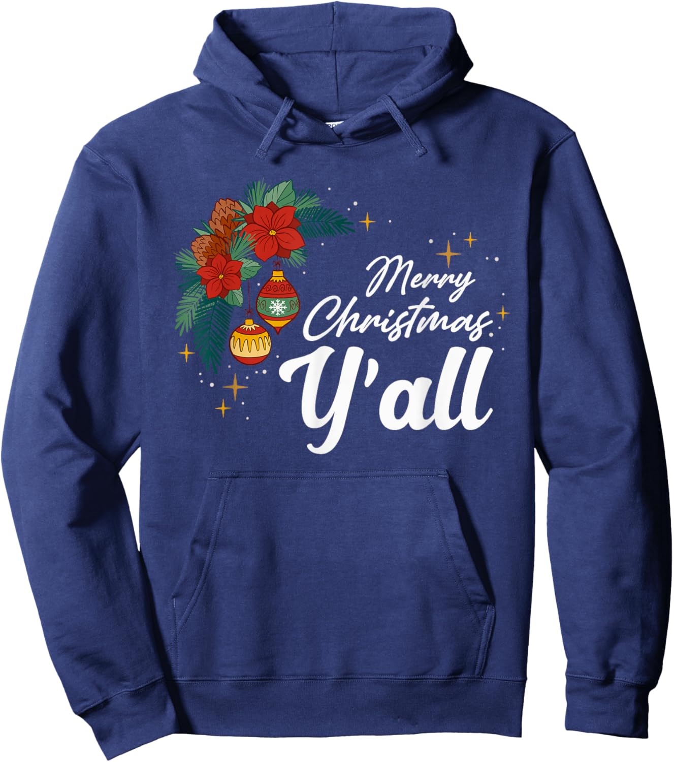 Merry Christmas Y'all Funny Country Southern Xmas Holiday Hoodie - Hoodie | Navy