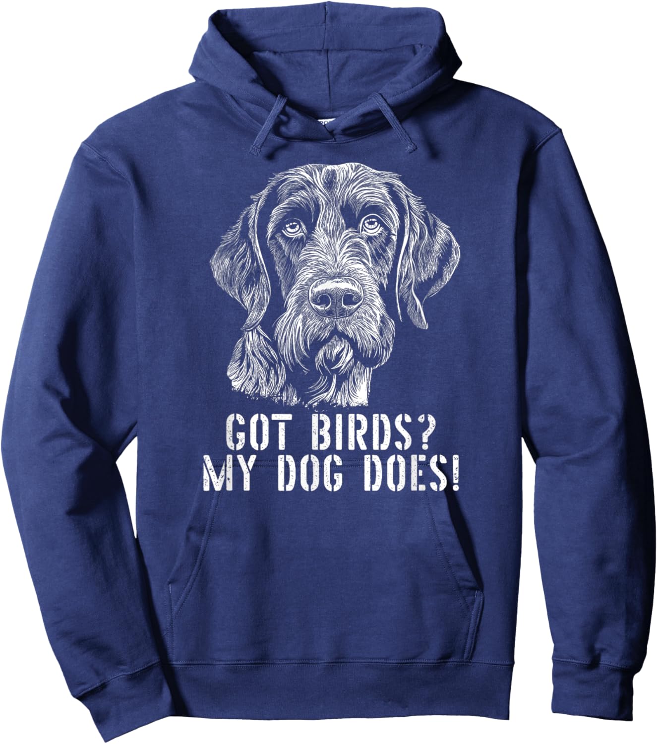 German Wirehaired Pointer hunting dog hunter dog head hunt Hoodie - Hoodie | Navy