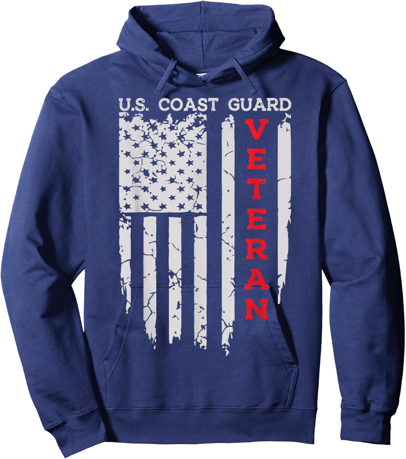 US Coast Guard Veteran USCG American Flag Hoodie - Hoodie | Navy