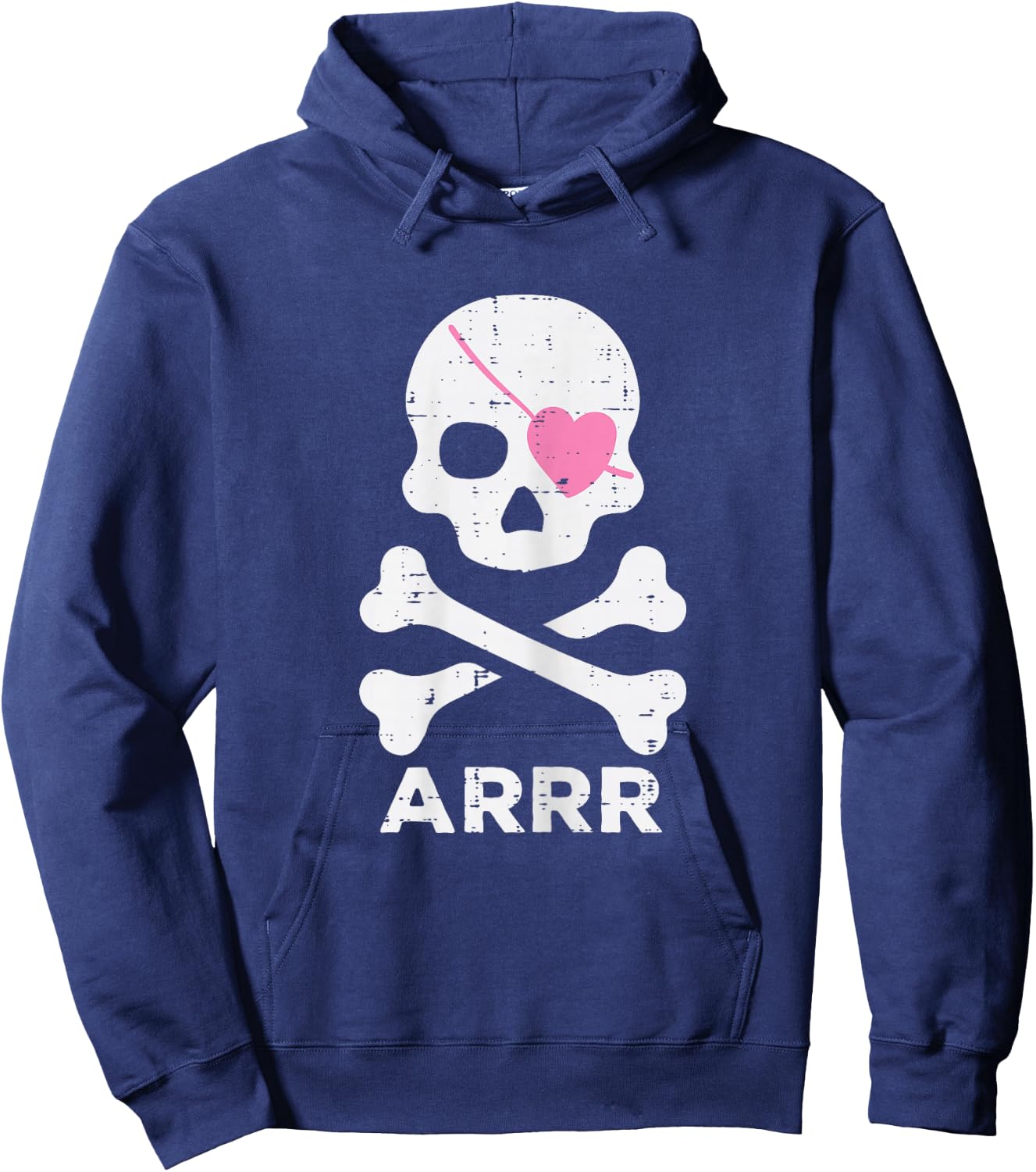 Arrr Pirate Heart Eyepatch Halloween Women Toddler Girl Kids Hoodie - Hoodie | Navy