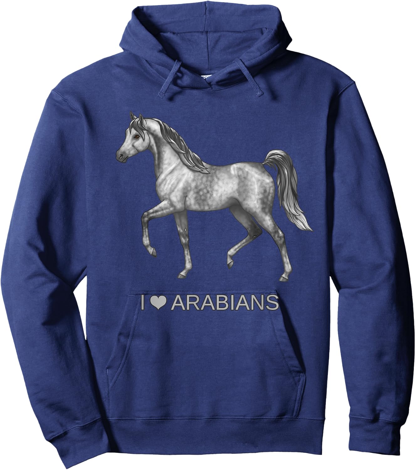 I Heart (Love) Arabians Trotting Gray Horse Lover Gift Hoodie - Hoodie | Navy