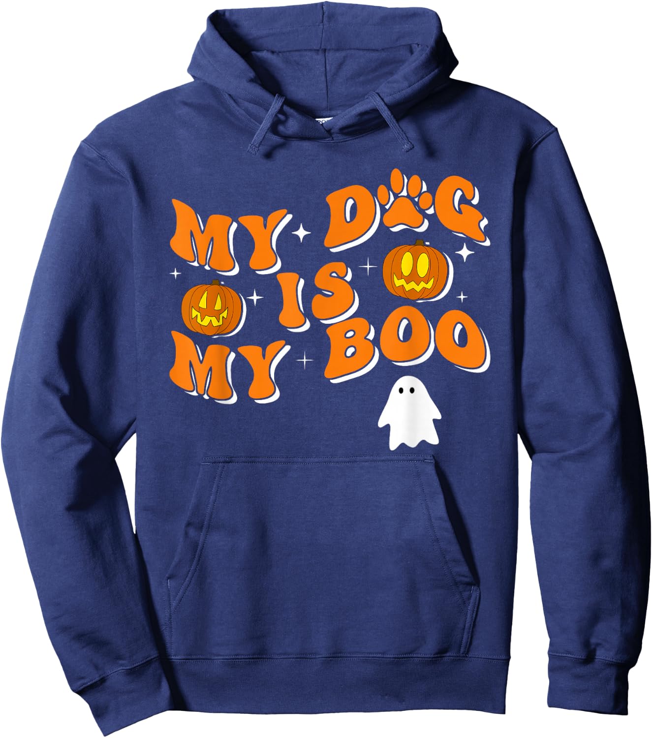 My Dog Is My Boo Groovy Ghost Dog Halloween Funny Hoodie - Hoodie | Navy
