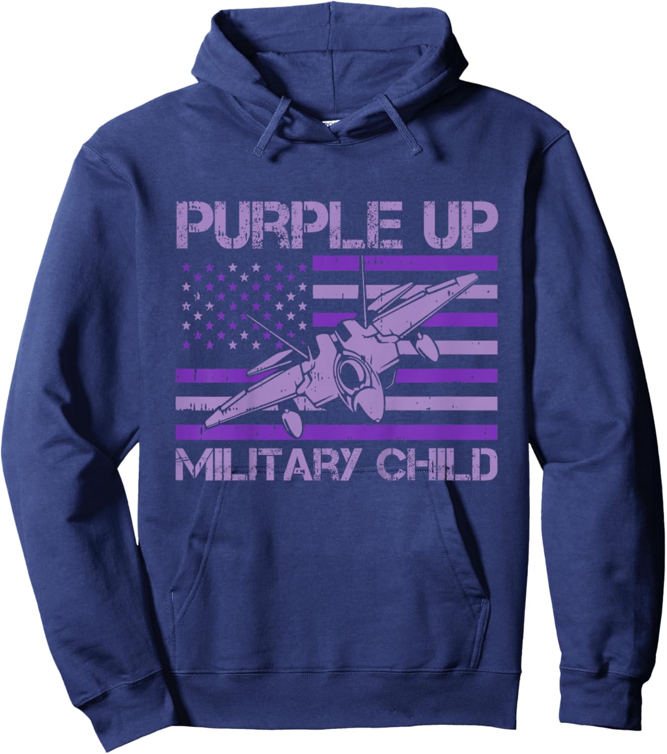 Kids Purple Up Military Child American Flag Army Soldier Child Hoodie - Hoodie | Navy