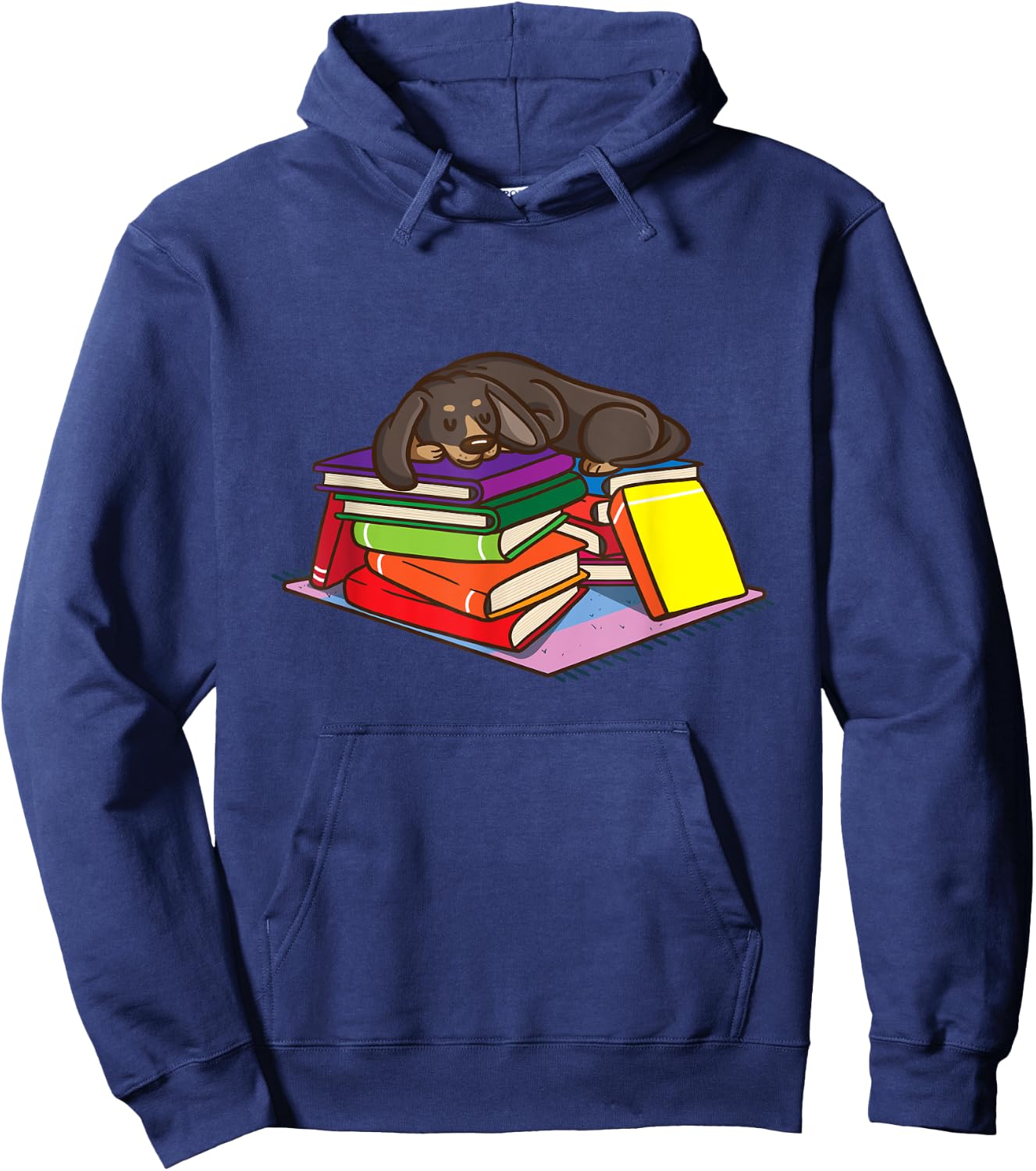 Dachshund Book Reading Lovers Gift Bookworm Girls Teachers Hoodie - Hoodie | Navy