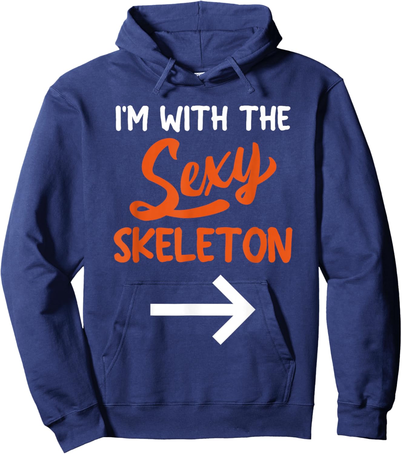 Lazy Halloween Costume for Couple I'm with The Sexy Skeleton Hoodie - Hoodie | Navy