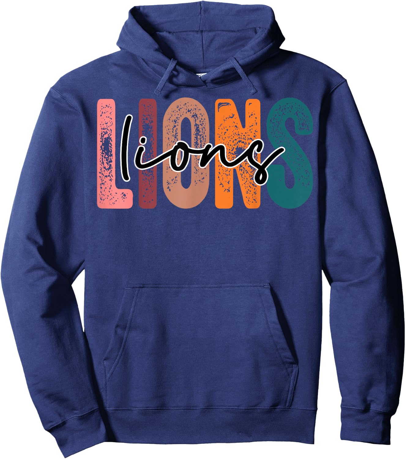 Lions School Sports Fan Team Spirit Hoodie - Hoodie | Navy